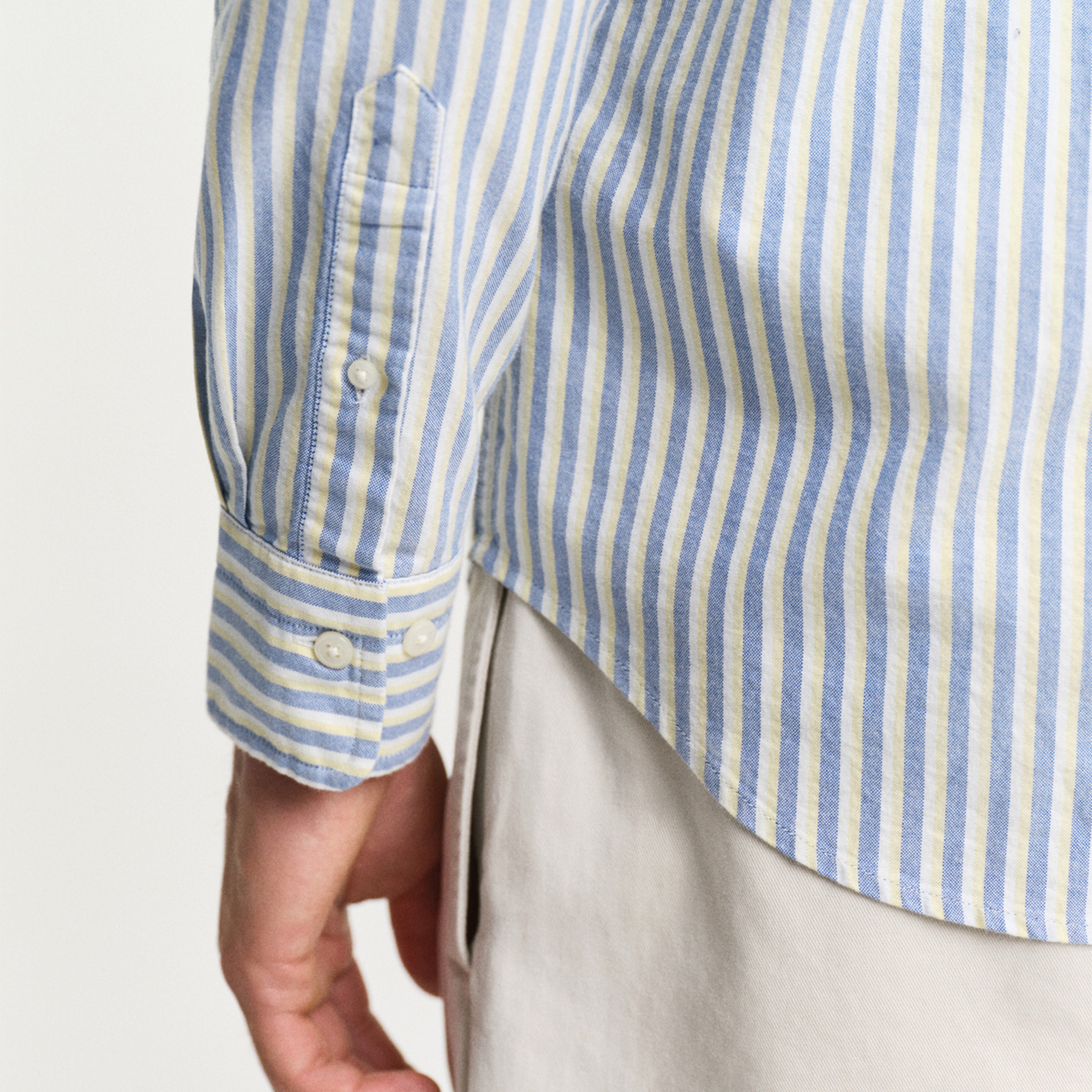 GANT Erkek Lacivert Regular Fit Düğmeli Yaka Çizgili Gömlek