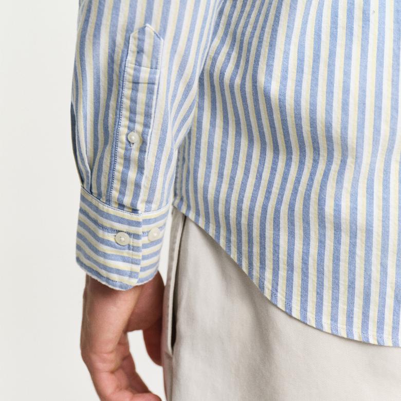 GANT Erkek Mavi Regular Fit Çizgili Logolu Gömlek