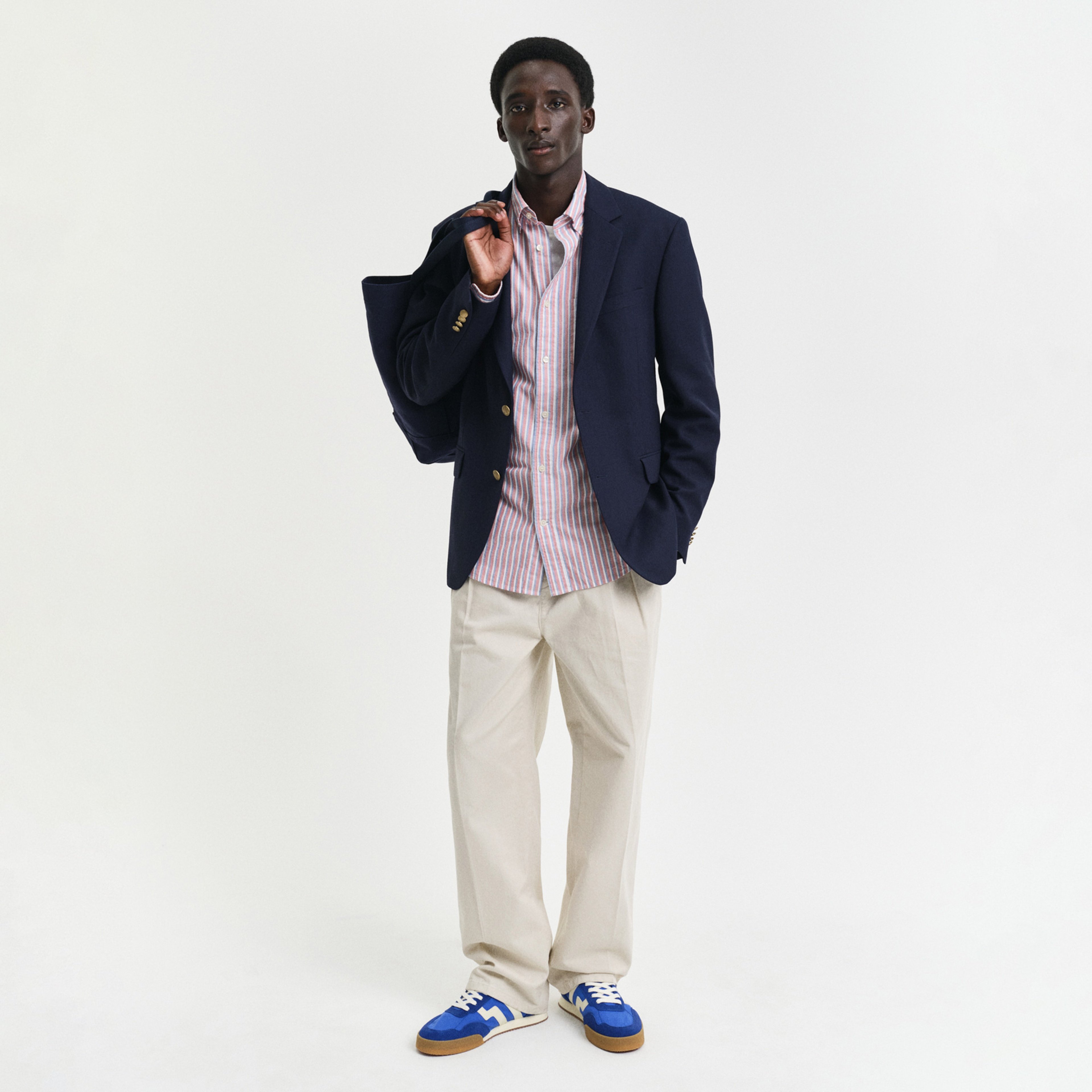 GANT Erkek Kırmızı Regular Fit Düğmeli Yaka Çizgili Gömlek