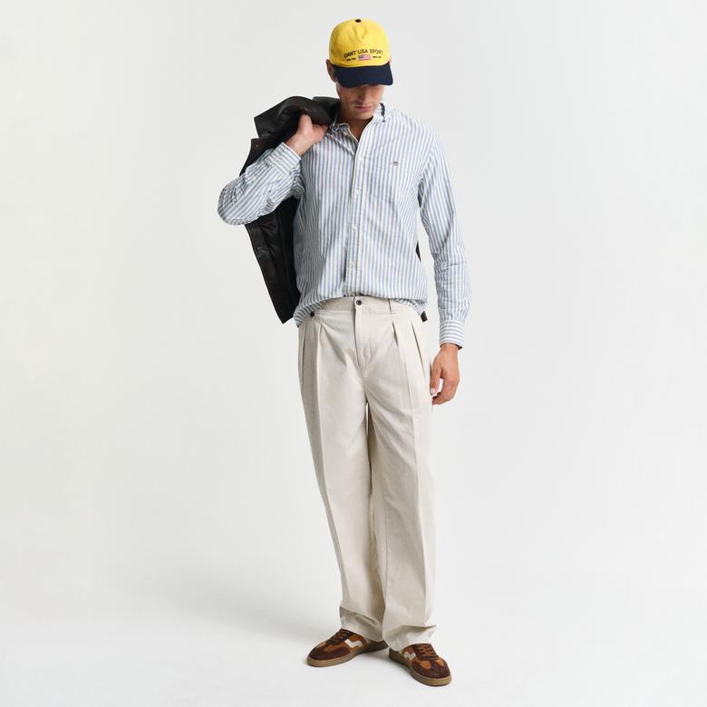 GANT Erkek Mavi Regular Fit Çizgili Logolu Gömlek