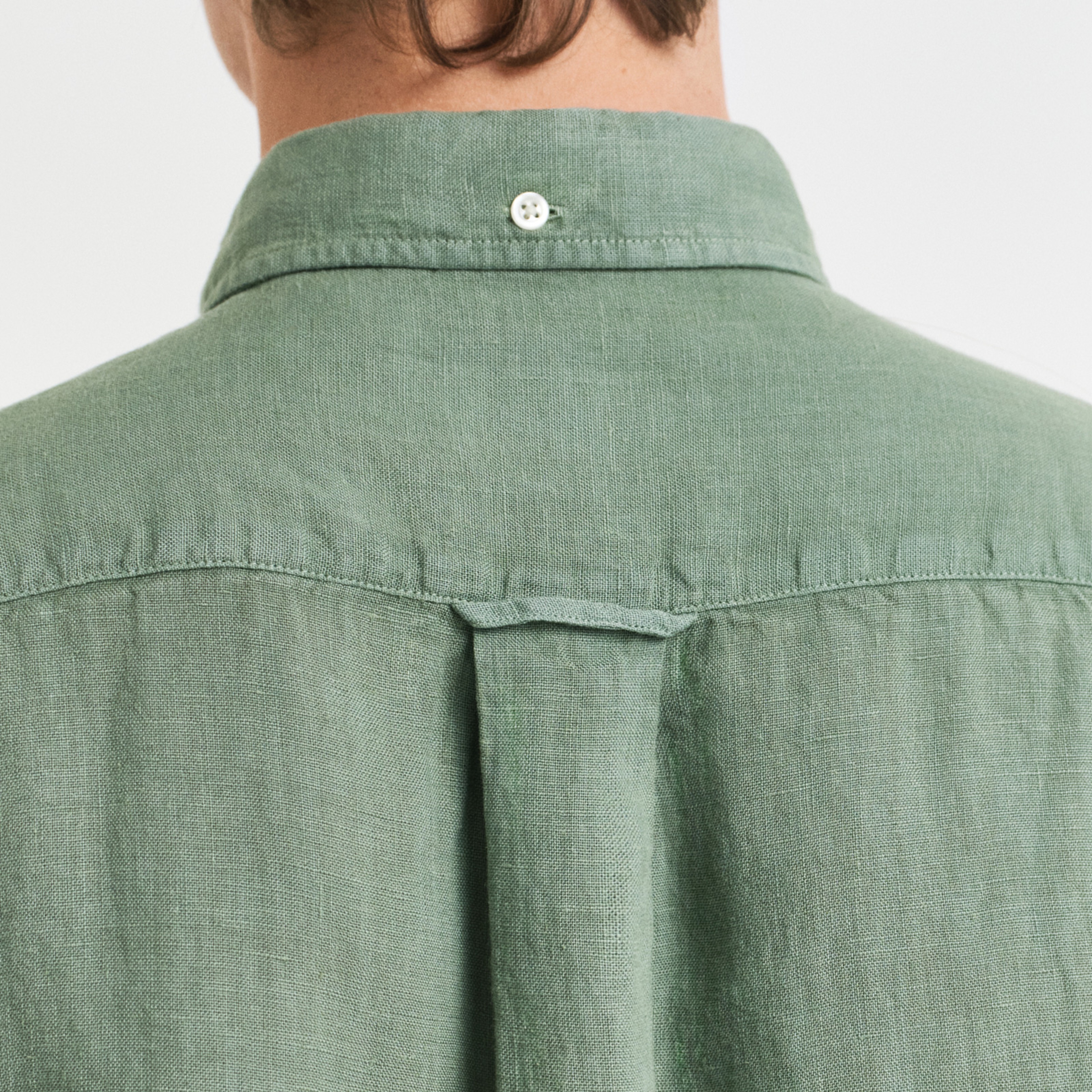 GANT Erkek Yeşil Regular Fit Düğmeli Yaka Keten Gömlek