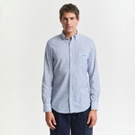 GANT Erkek Lacivert Regular Fit Düğmeli Yaka Çizgili Gömlek