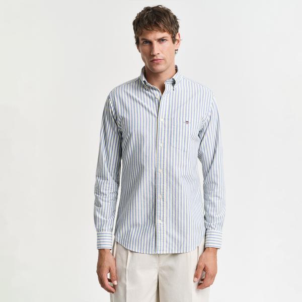 GANT Erkek Mavi Regular Fit Çizgili Logolu Gömlek