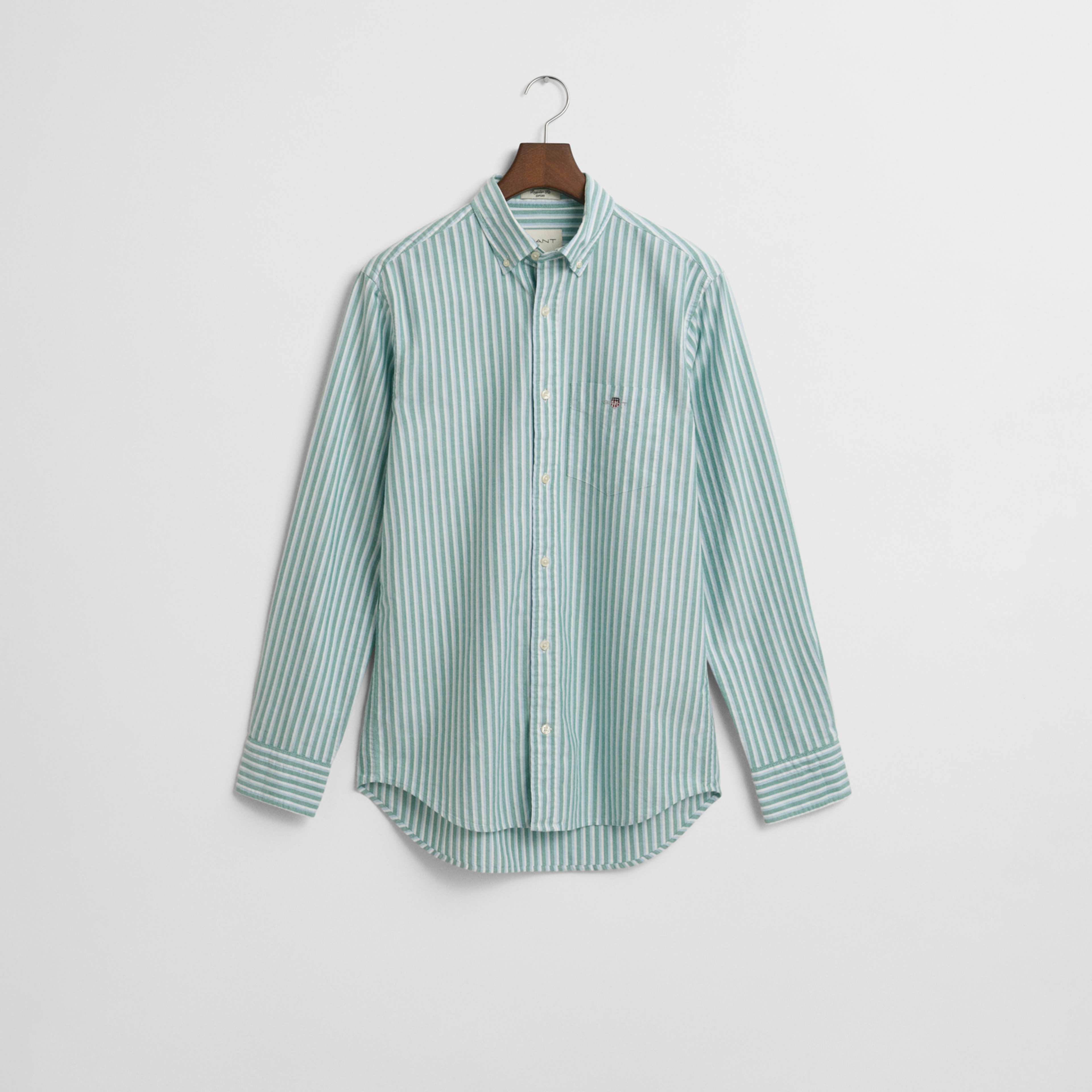 GANT Erkek Yeşil Regular Fit Çizgili Logolu Gömlek