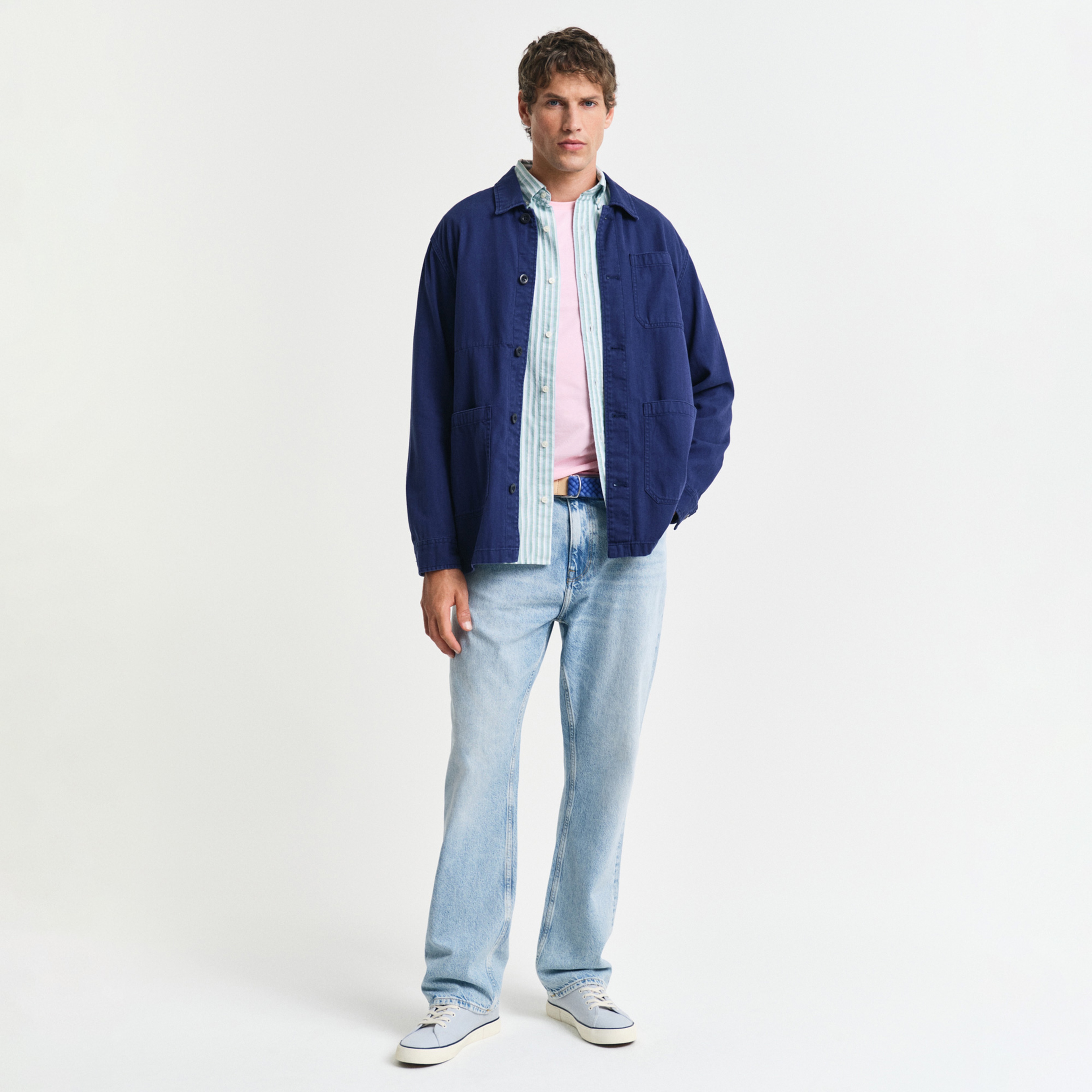 GANT Erkek Yeşil Regular Fit Çizgili Logolu Gömlek