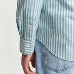 GANT Erkek Yeşil Regular Fit Çizgili Logolu Gömlek