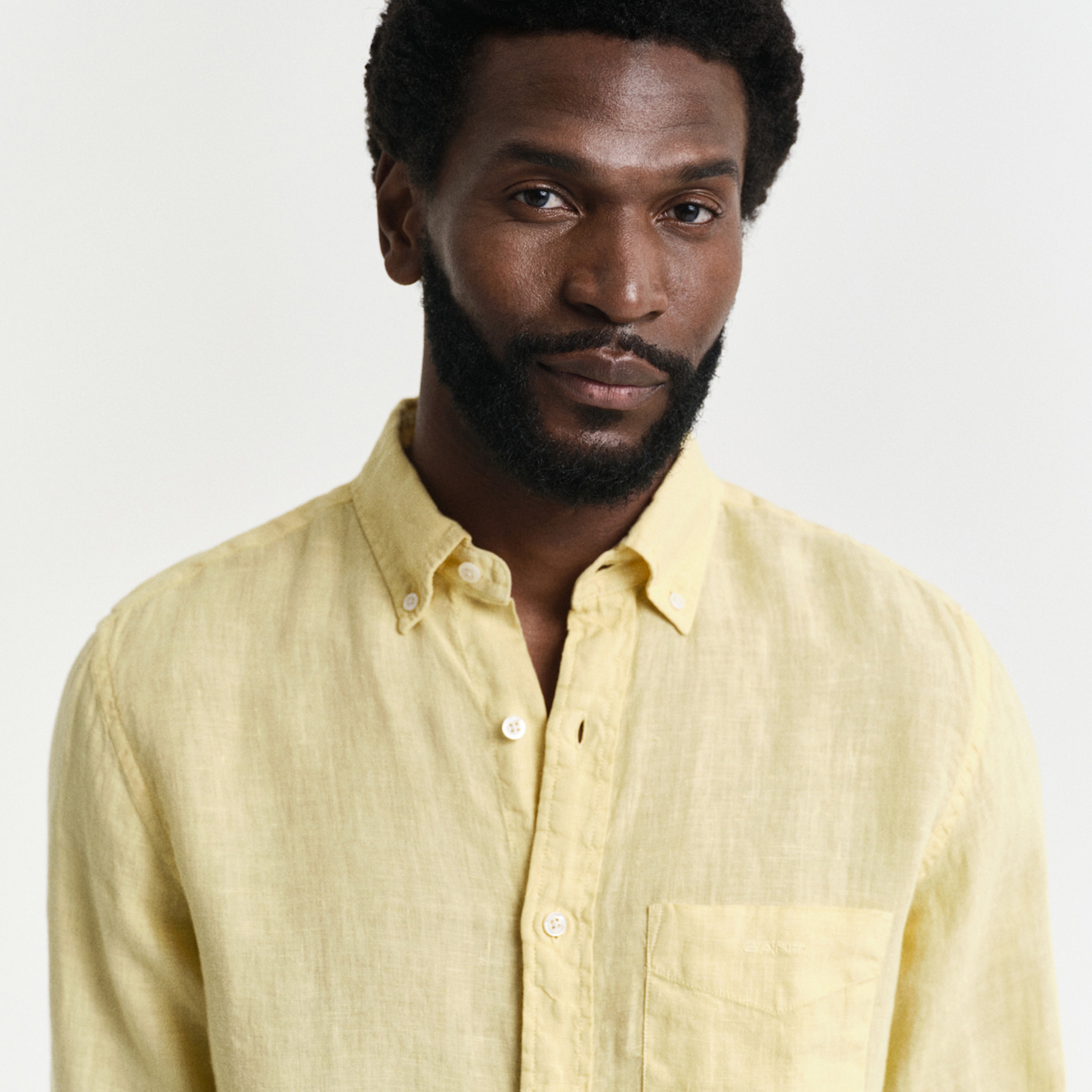 GANT Erkek Sarı Regular Fit Düğmeli Yaka Keten Gömlek
