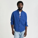 GANT Erkek Lacivert Regular Fit Düğmeli Yaka Keten Gömlek