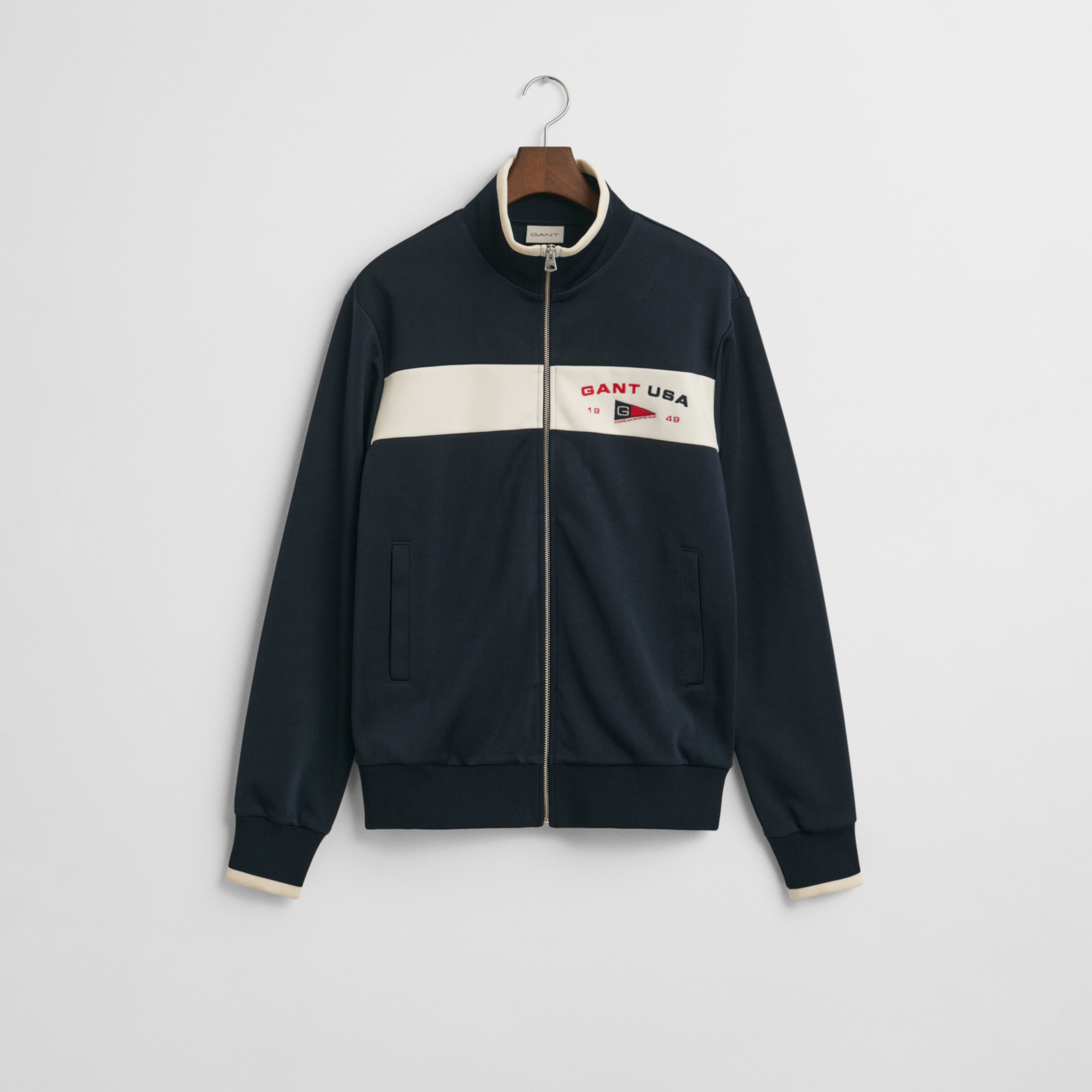 GANT Erkek Lacivert Regular Fit Dik Yaka Logolu Sweatshirt