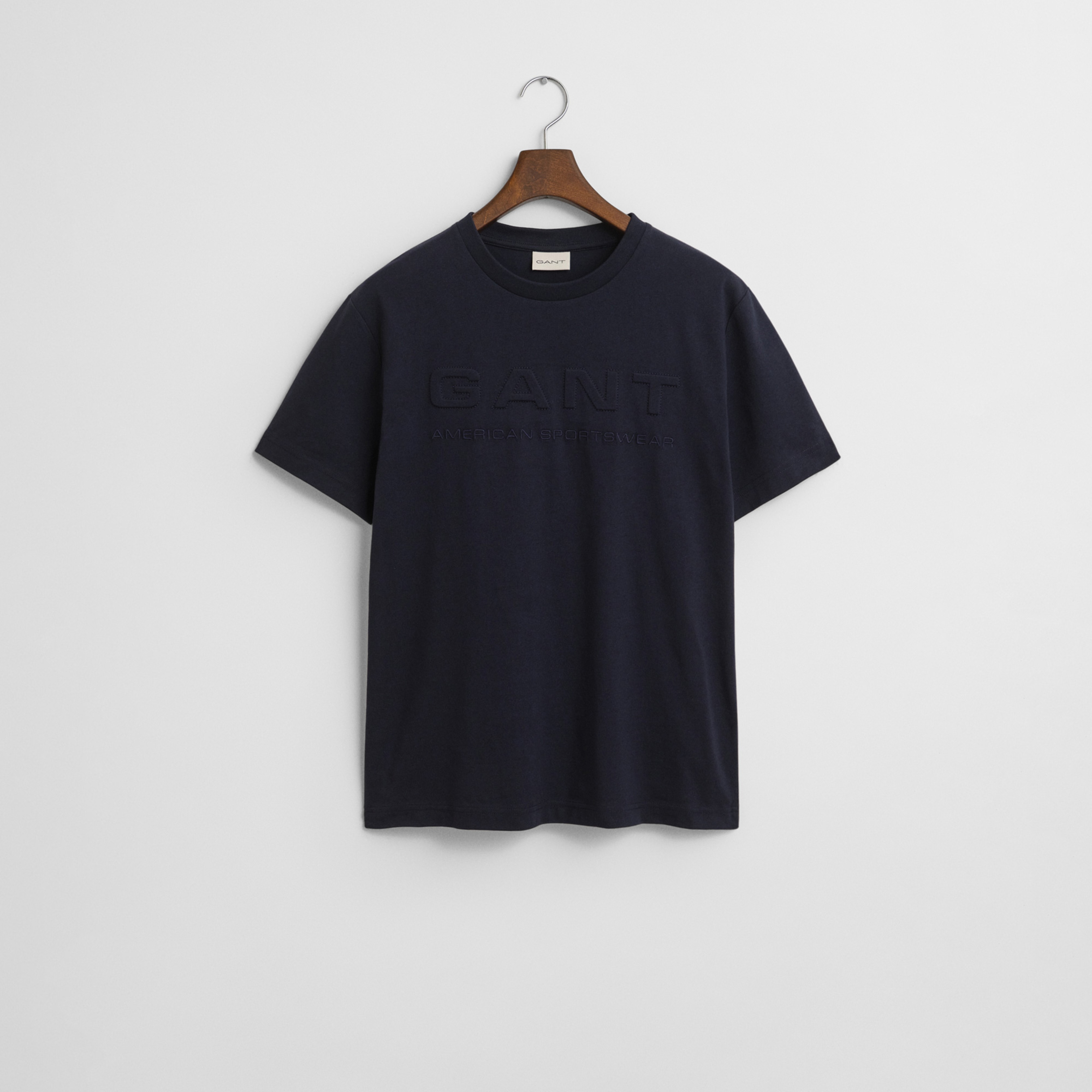 GANT Erkek Lacivert Regular Fit Bisiklet Yaka Logolu T-Shirt