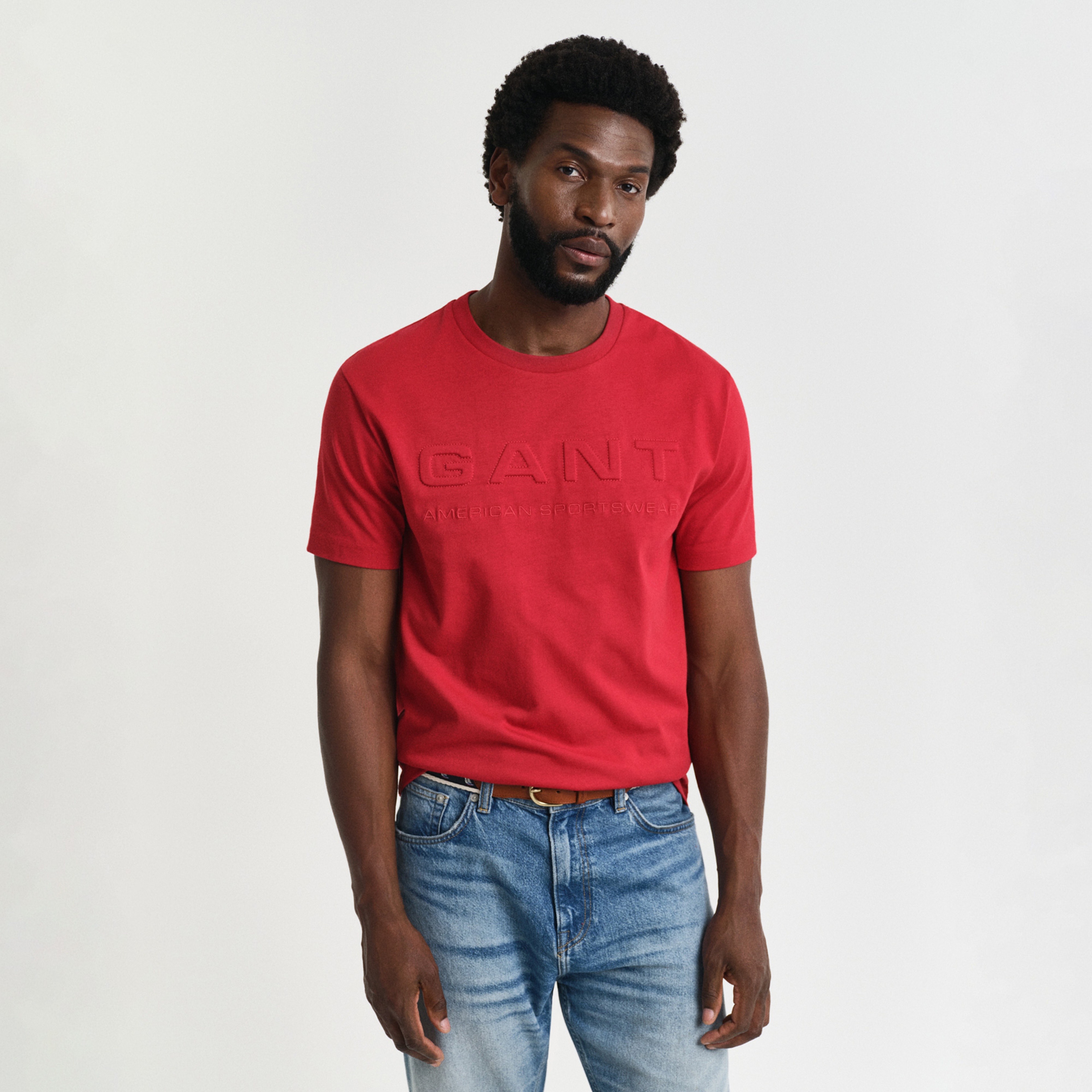 GANT Erkek Kırmızı Regular Fit Bisiklet Yaka Logolu T-Shirt