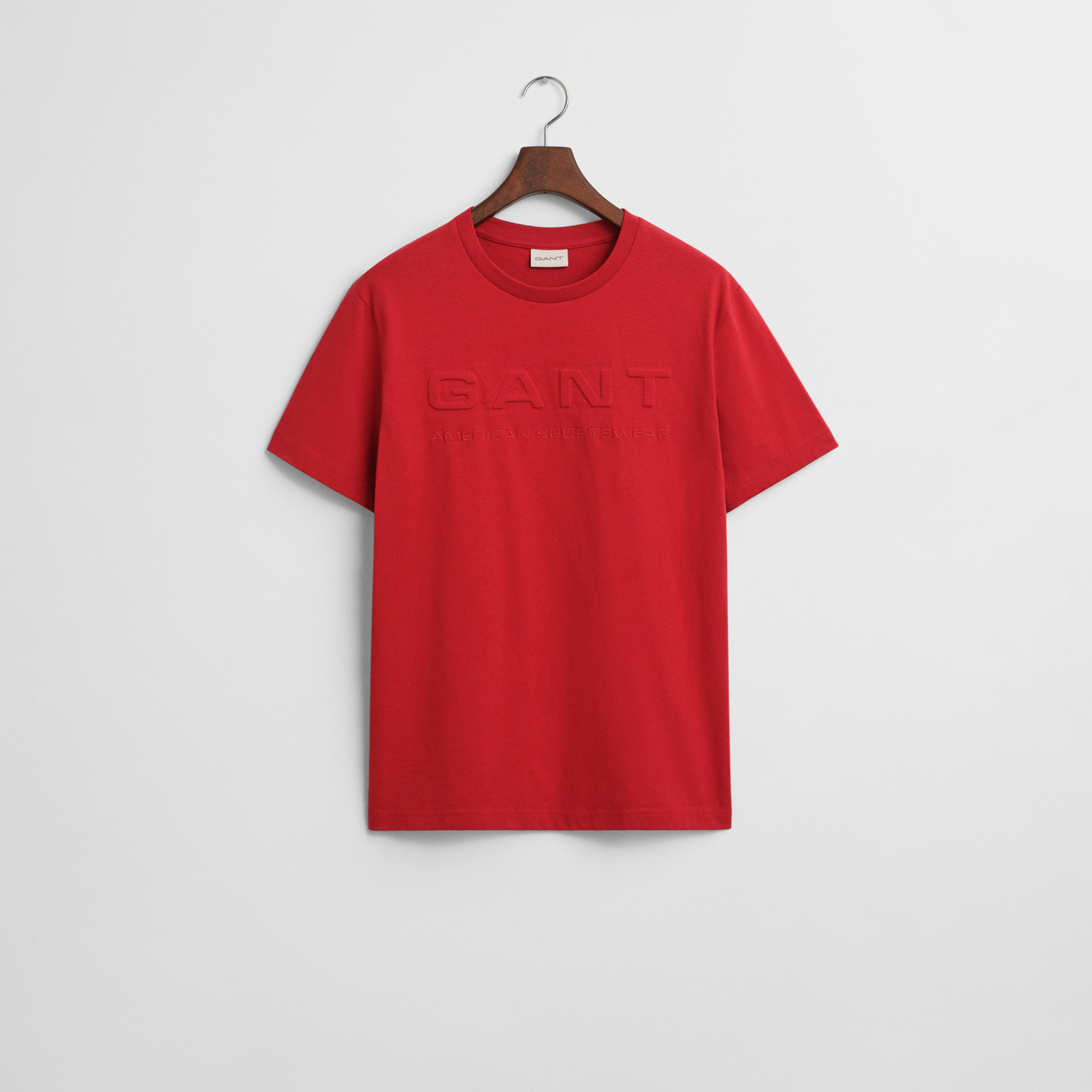 GANT Erkek Kırmızı Regular Fit Bisiklet Yaka Logolu T-Shirt