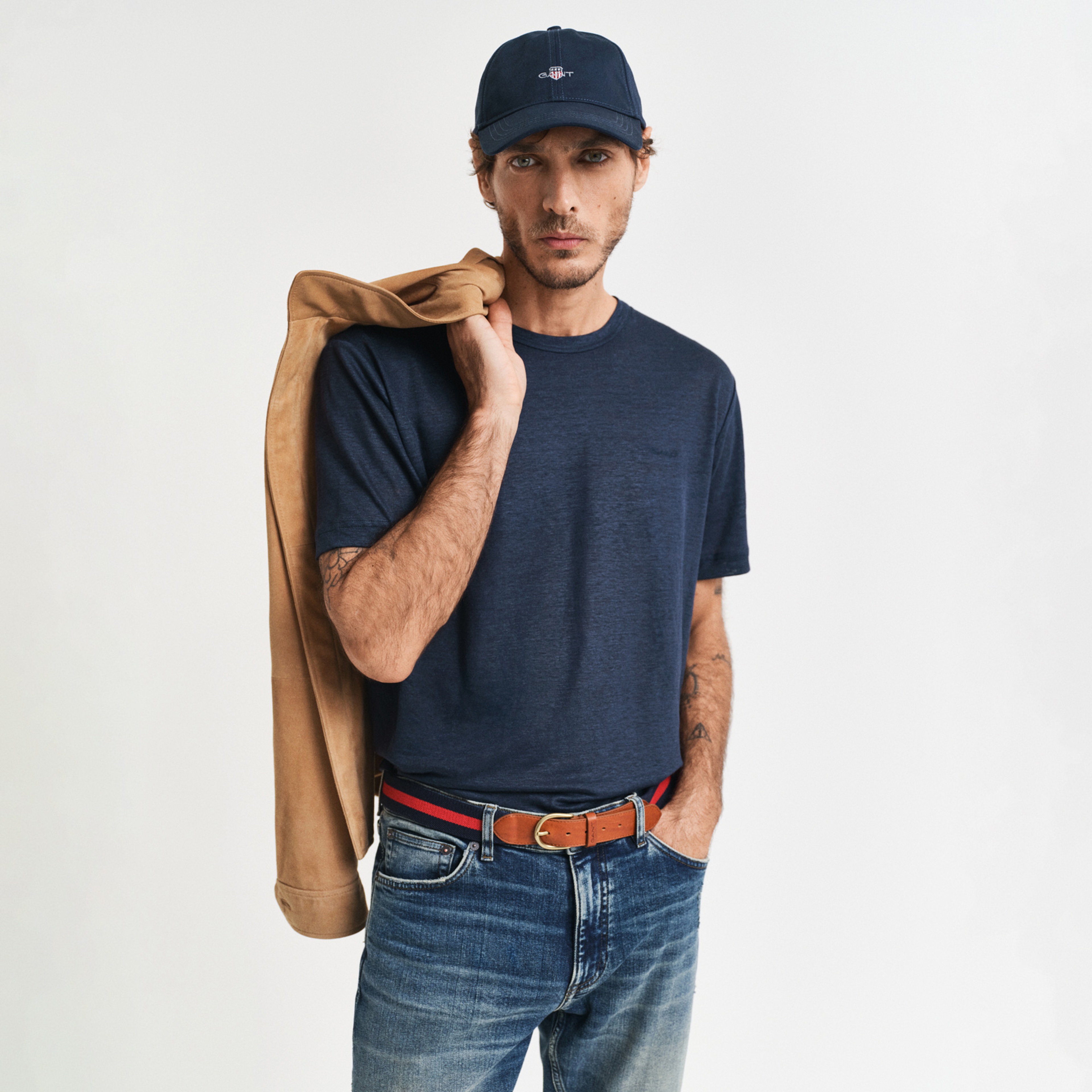 GANT Erkek Lacivert Regular Fit Bisiklet Yaka T-Shirt