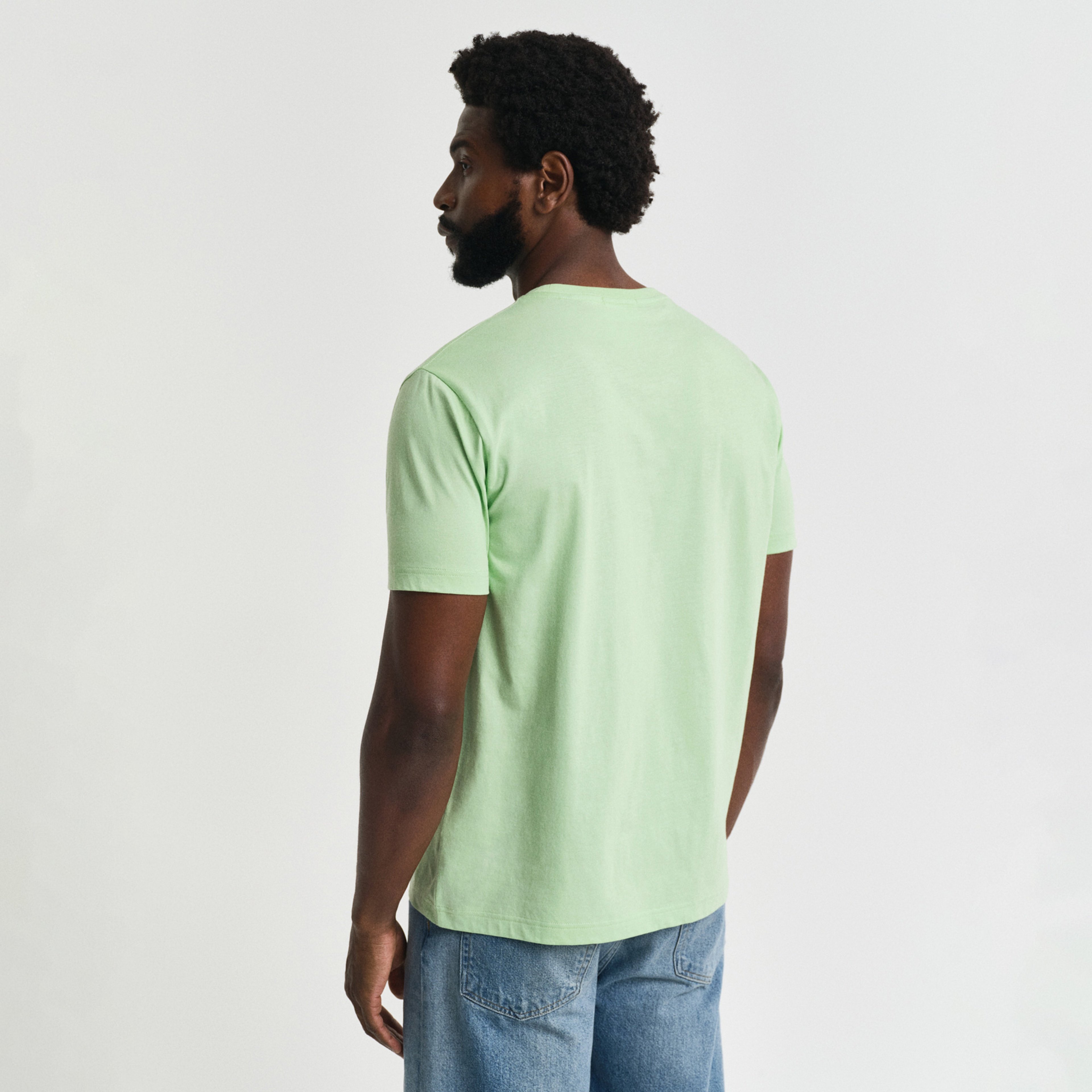 GANT Erkek Yeşil Regular Fit Bisiklet Yaka T-Shirt