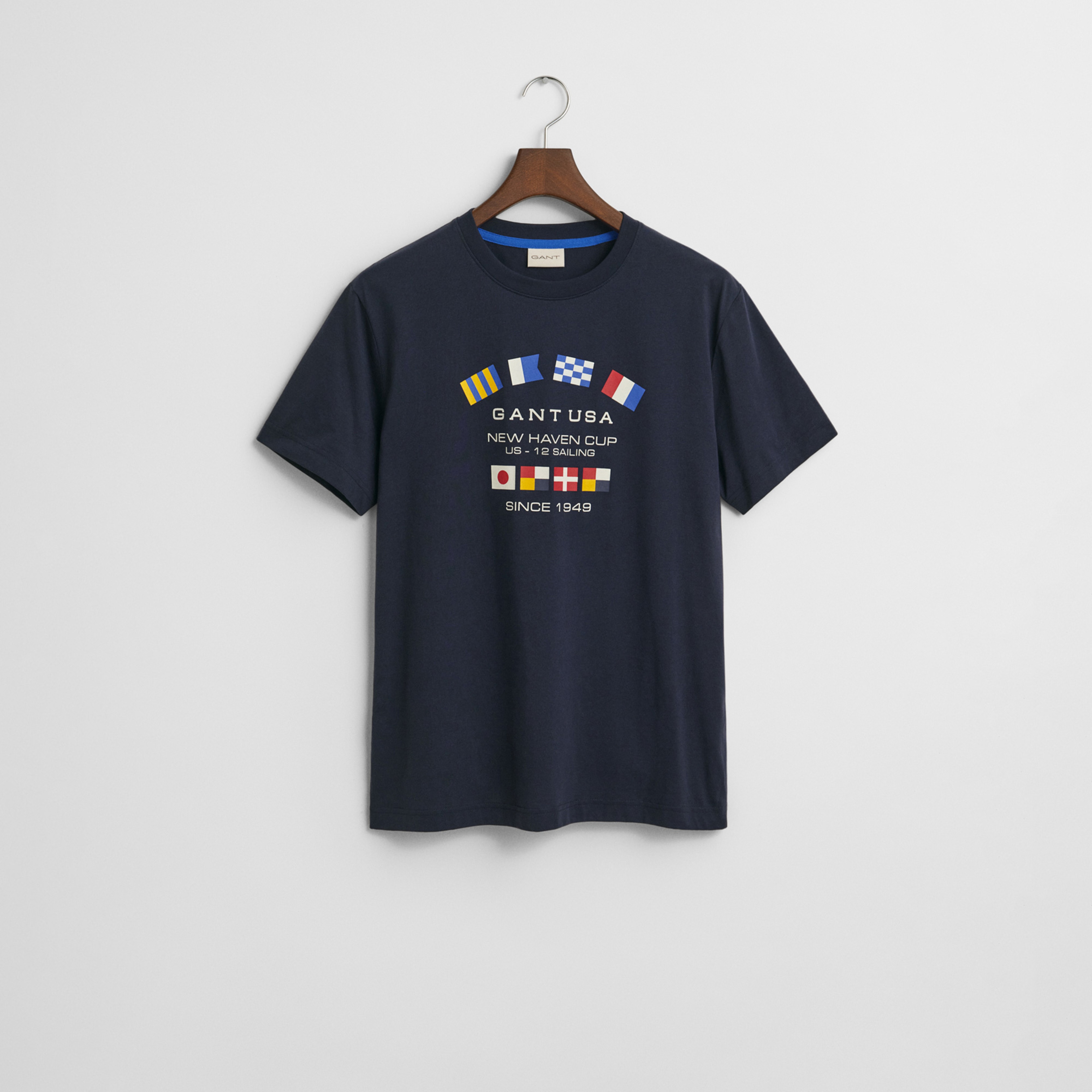 GANT Erkek Lacivert Regular Fit Bisiklet Yaka Logolu T-Shirt