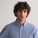 GANT Erkek Mavi Regular Fit Düğmeli Yaka Çizgili Poplin Gömlek