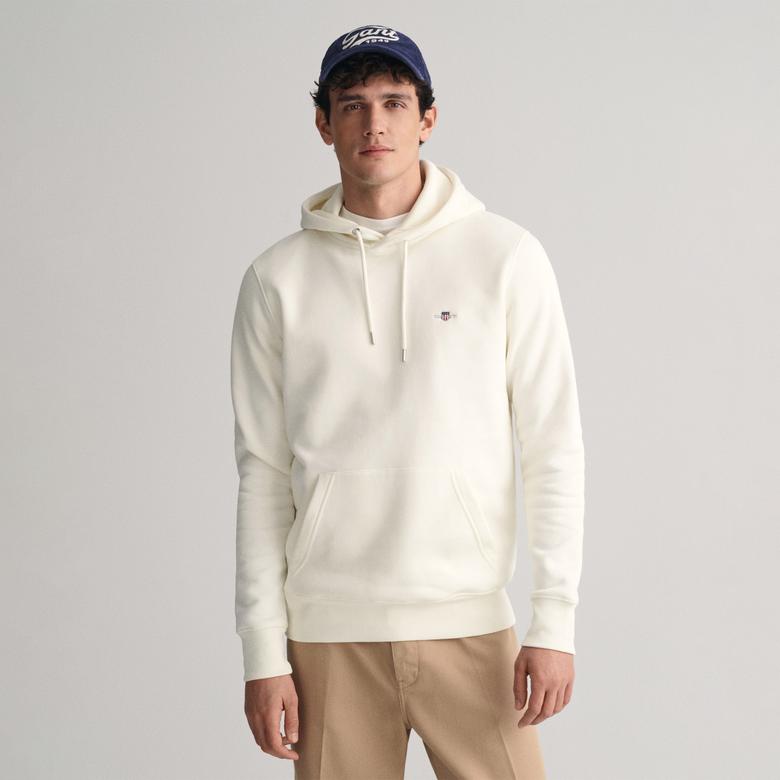 GANT Erkek Krem Regular Fit Kapüşonlu Sweatshirt