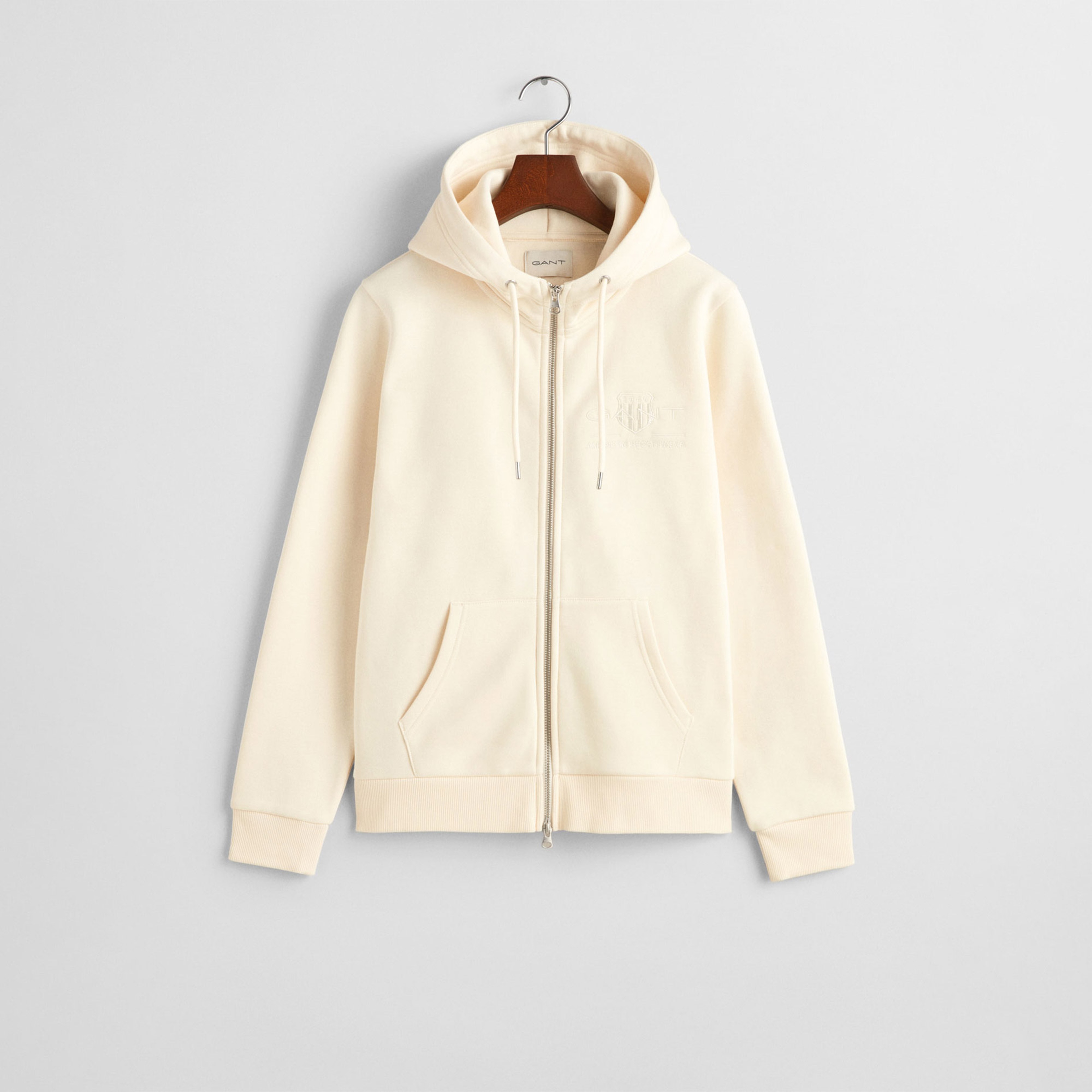 GANT Kadın Krem Regular Fit Fermuarlı Logolu Sweatshirt