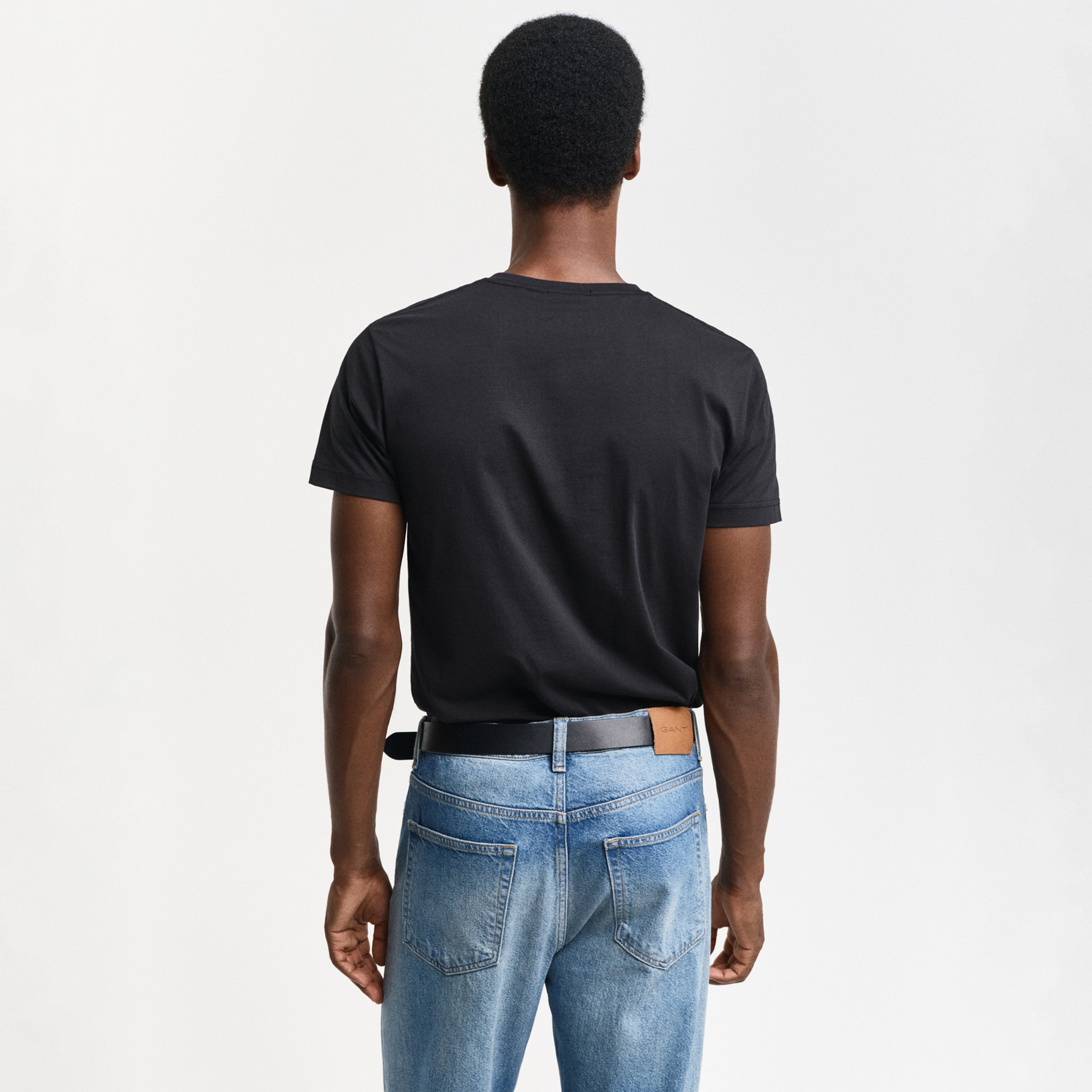 GANT Erkek Siyah Slim Fit V Yaka T-Shirt
