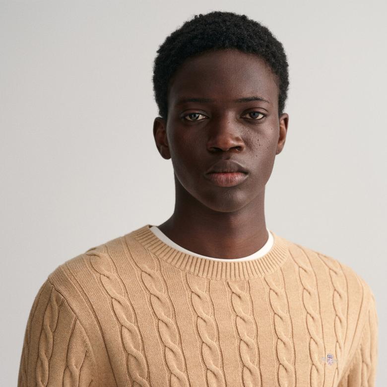 GANT Erkek Bej Regular Fit Bisiklet Yaka Kazak