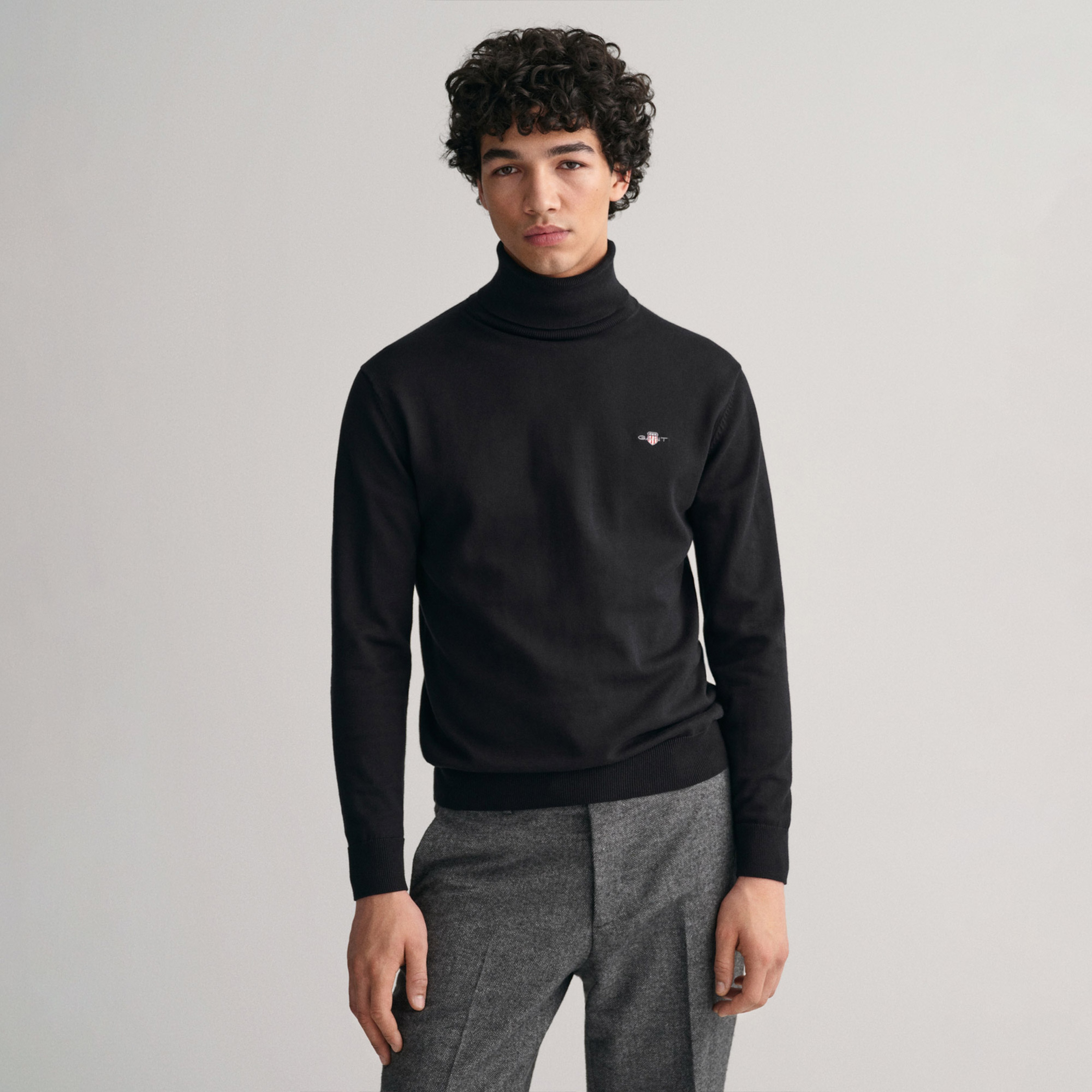 GANT Erkek Siyah Regular Fit Boğazlı Yaka Kazak