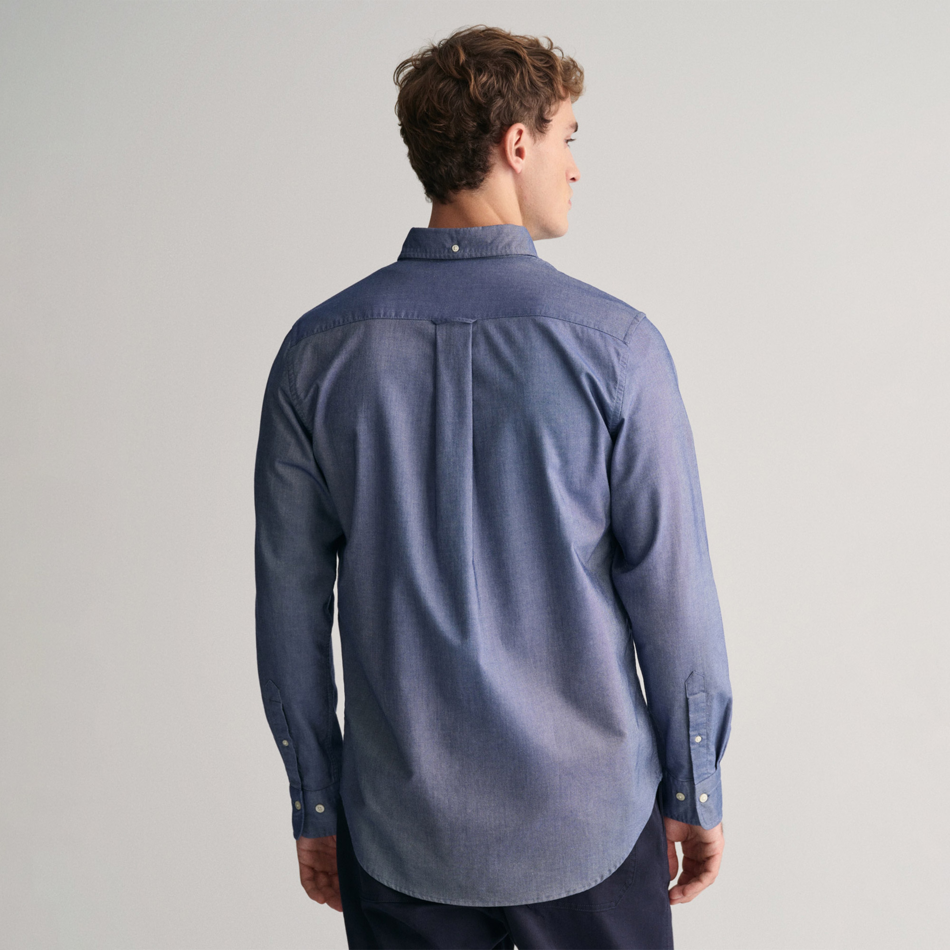 GANT Erkek Lacivert Regular Fit Düğmeli Yaka Oxford Gömlek