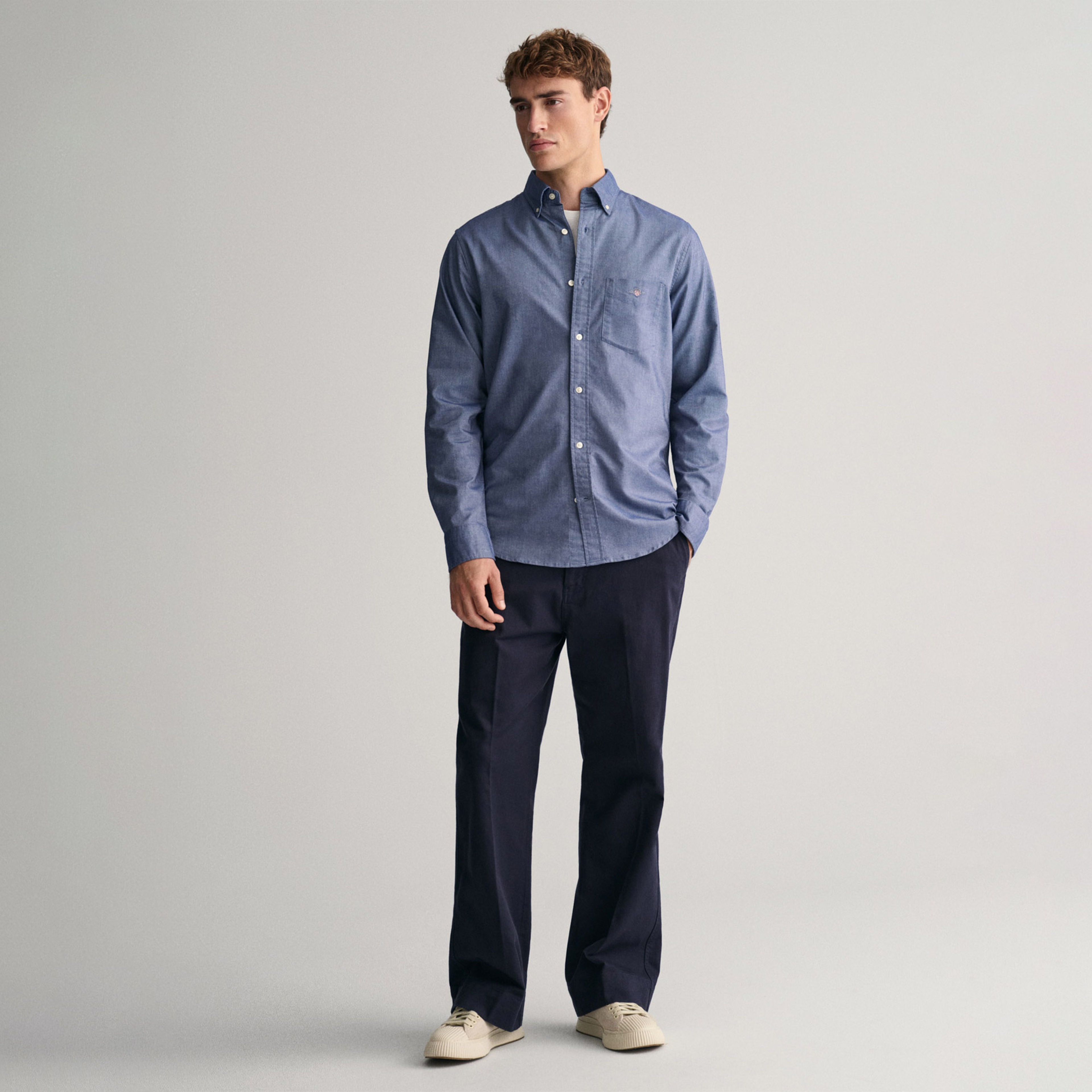 GANT Erkek Lacivert Regular Fit Düğmeli Yaka Oxford Gömlek