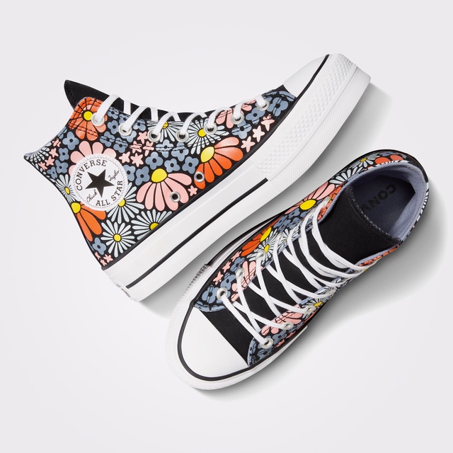Converse Converse Chuck Taylor All Star Lift Platform Floral Kadın Siyah Sneaker Occasion'da! Siyah - 5. görsel