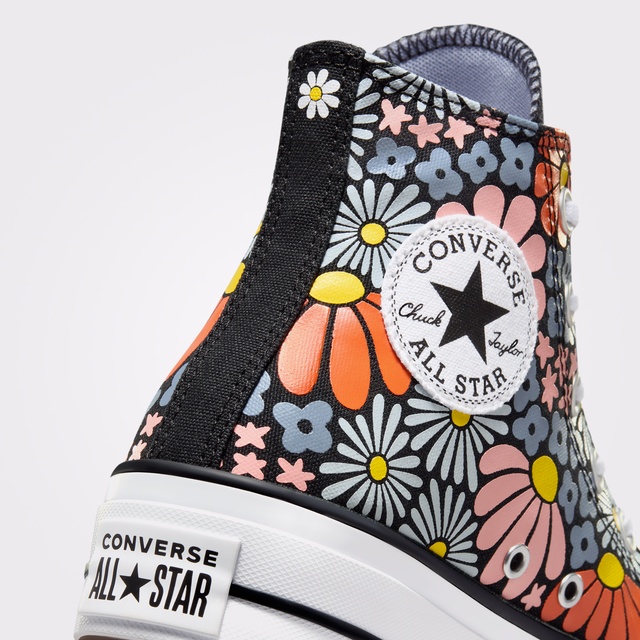 Converse Converse Chuck Taylor All Star Lift Platform Floral Kadın Siyah Sneaker Occasion'da! Siyah - 6. görsel