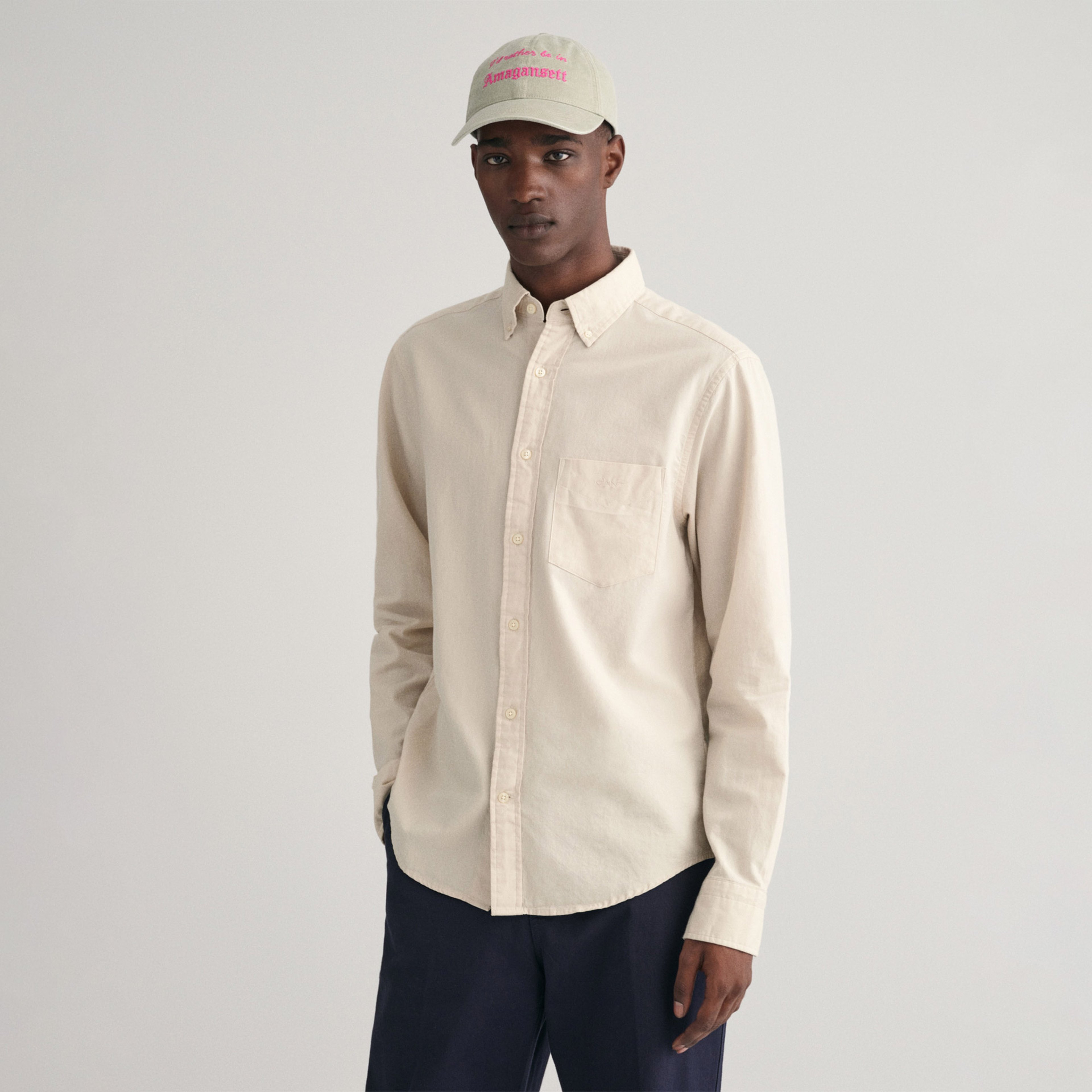 GANT Erkek Bej Regular Fit Düğmeli Yaka Oxford Gömlek