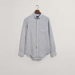 GANT Erkek Lacivert Regular Fit Çizgili Keten Gömlek
