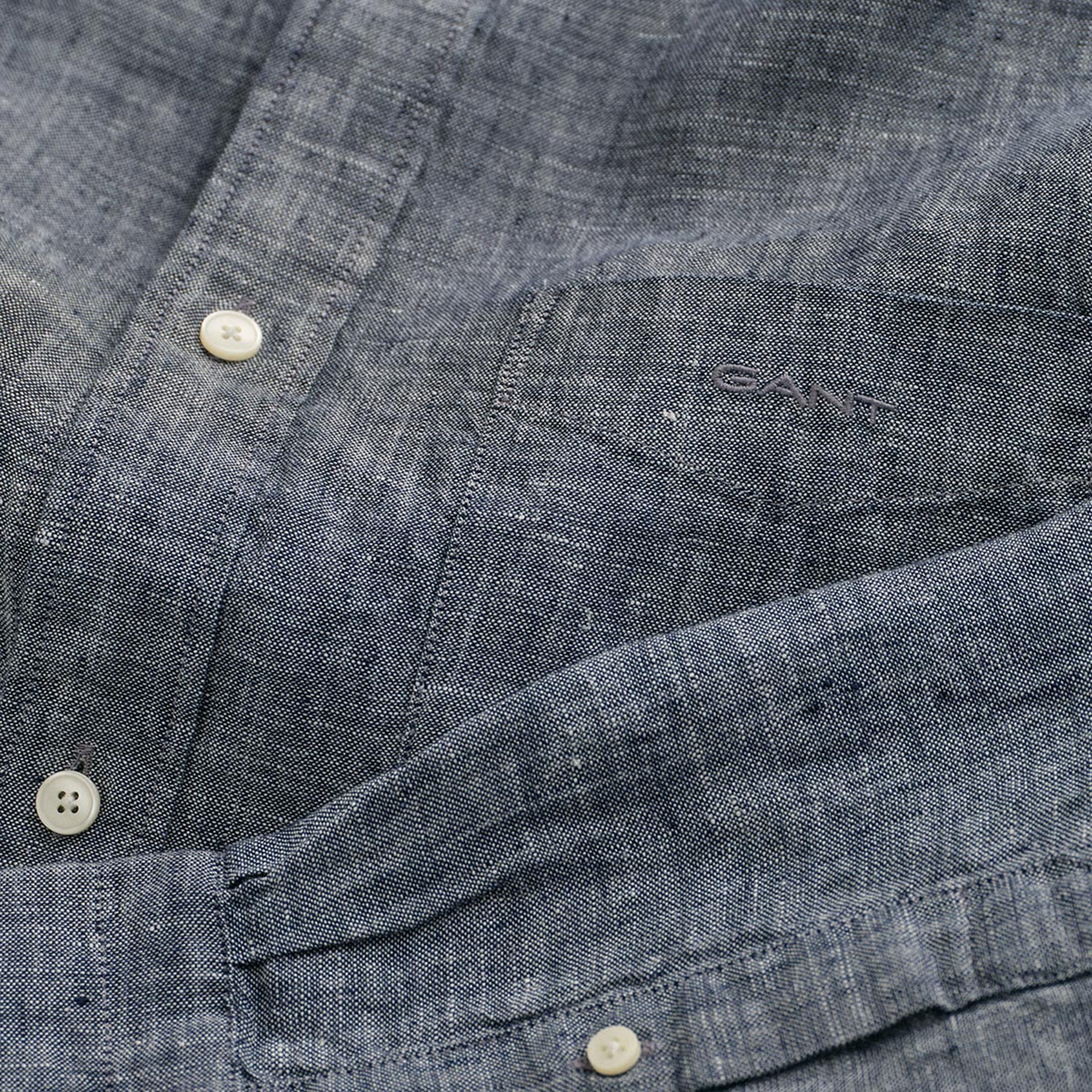 GANT Erkek Lacivert Regular Fit Keten Gömlek