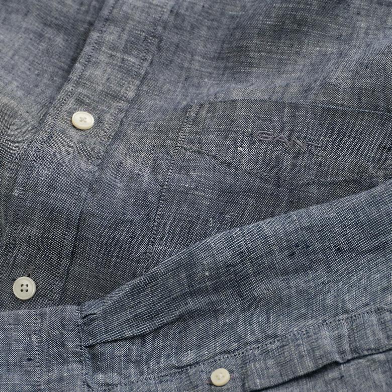 GANT Erkek Lacivert Regular Fit Keten Gömlek