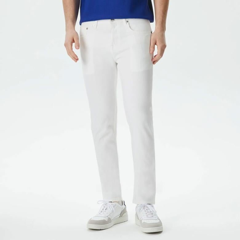 Erkek Slim Fit Beyaz Jean Pantolon