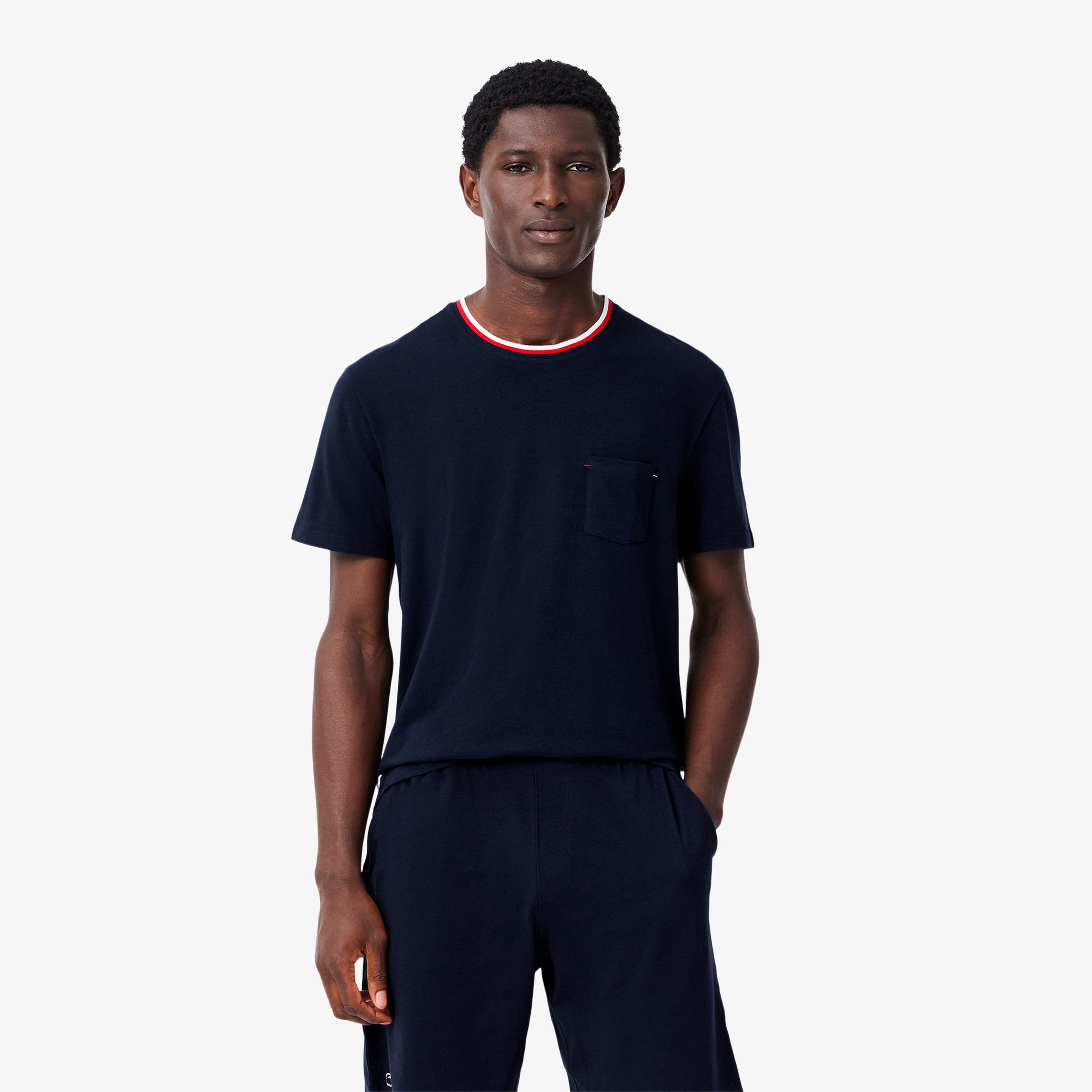 Erkek Relaxed Fit Kısa Kollu Bisiklet Yaka Lacivert Pijama Üstü