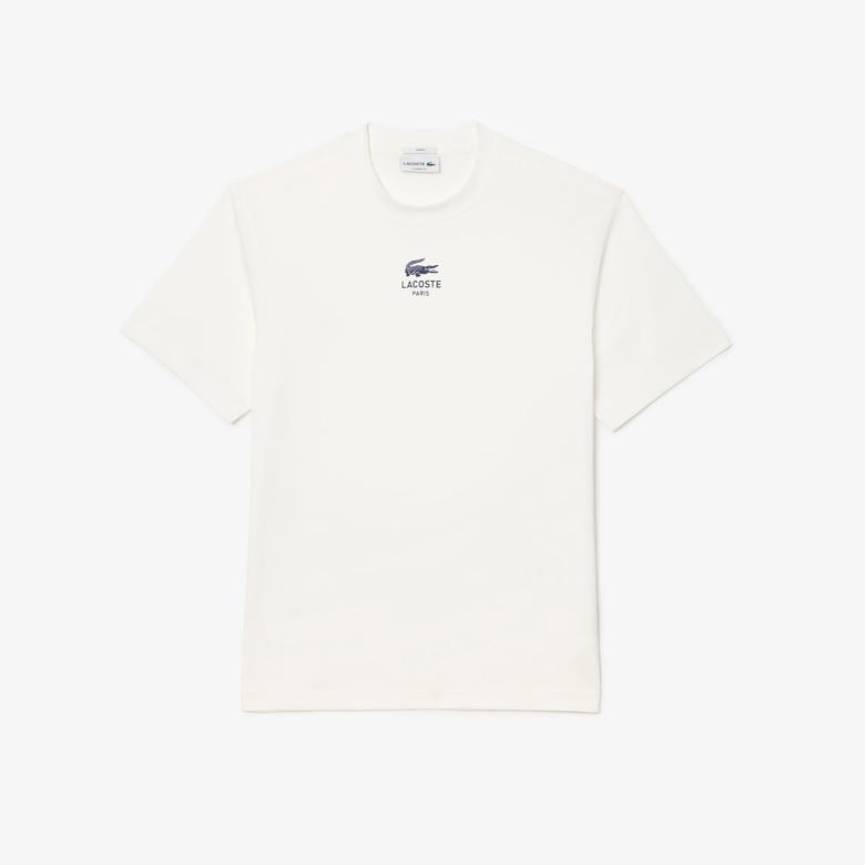 Signature Unisex Classic Fit Bisiklet Yaka Baskılı Beyaz T-Shirt