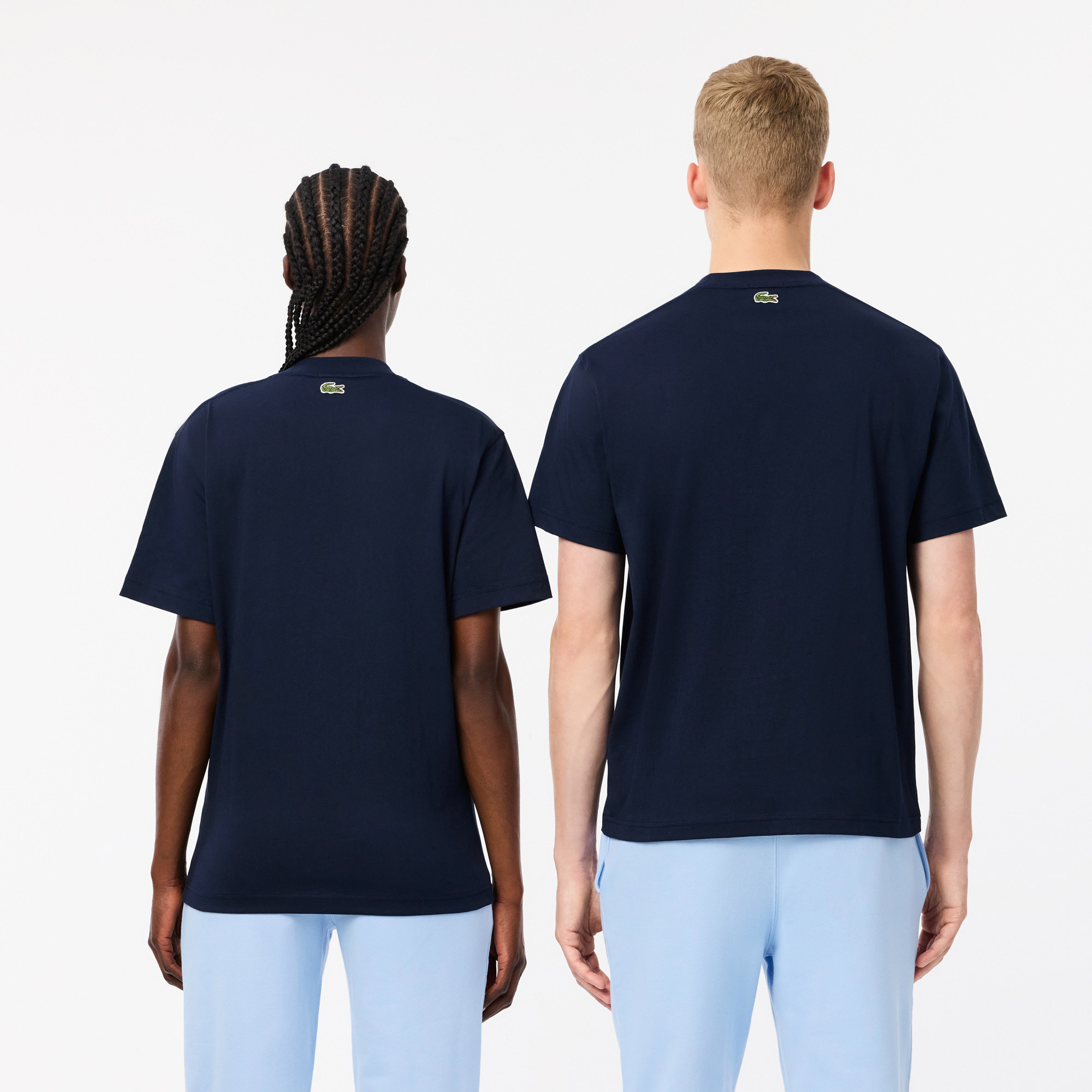 Signature Unisex Classic Fit Bisiklet Yaka Baskılı Lacivert T-Shirt