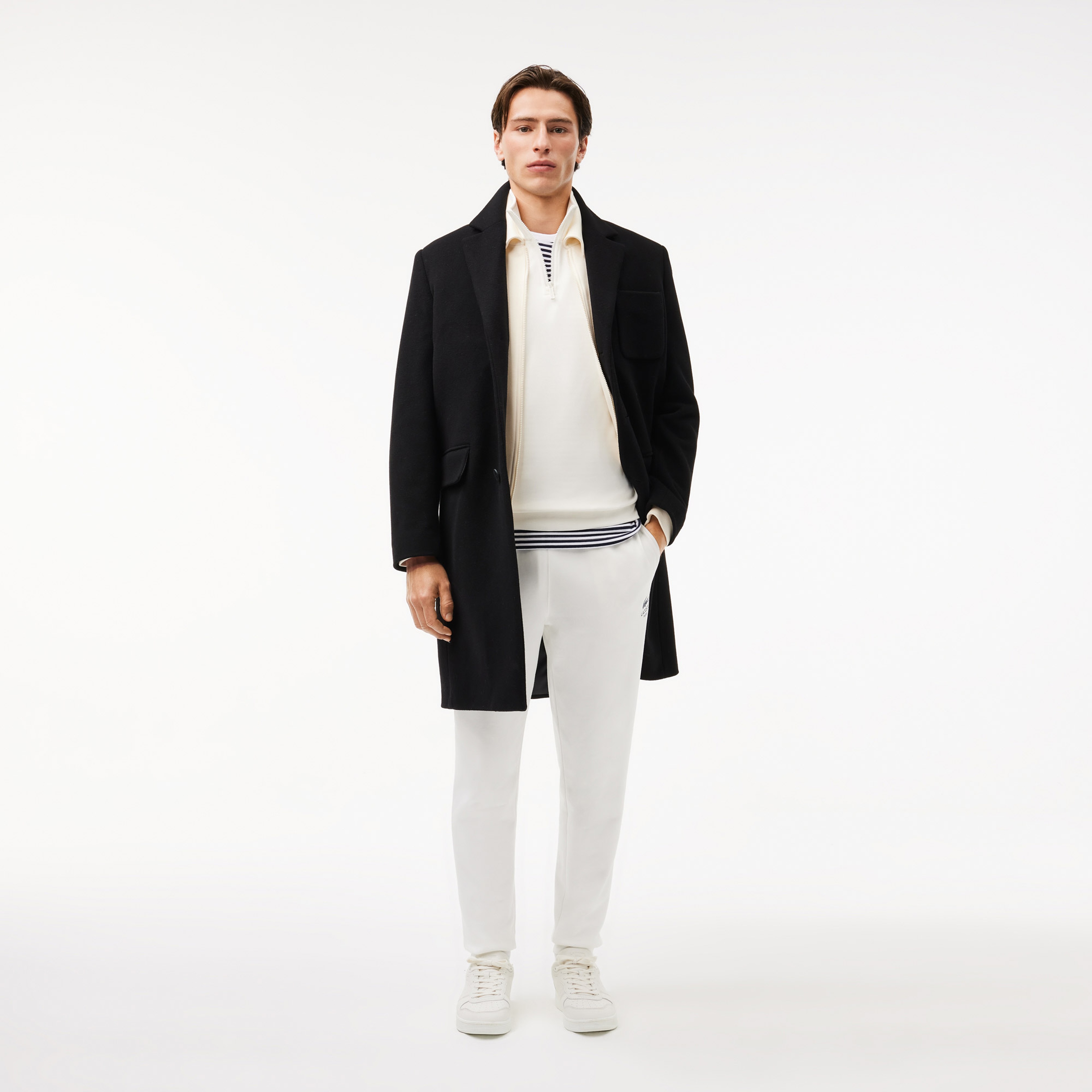 High Neck Zip-Up Print Sweatshirt