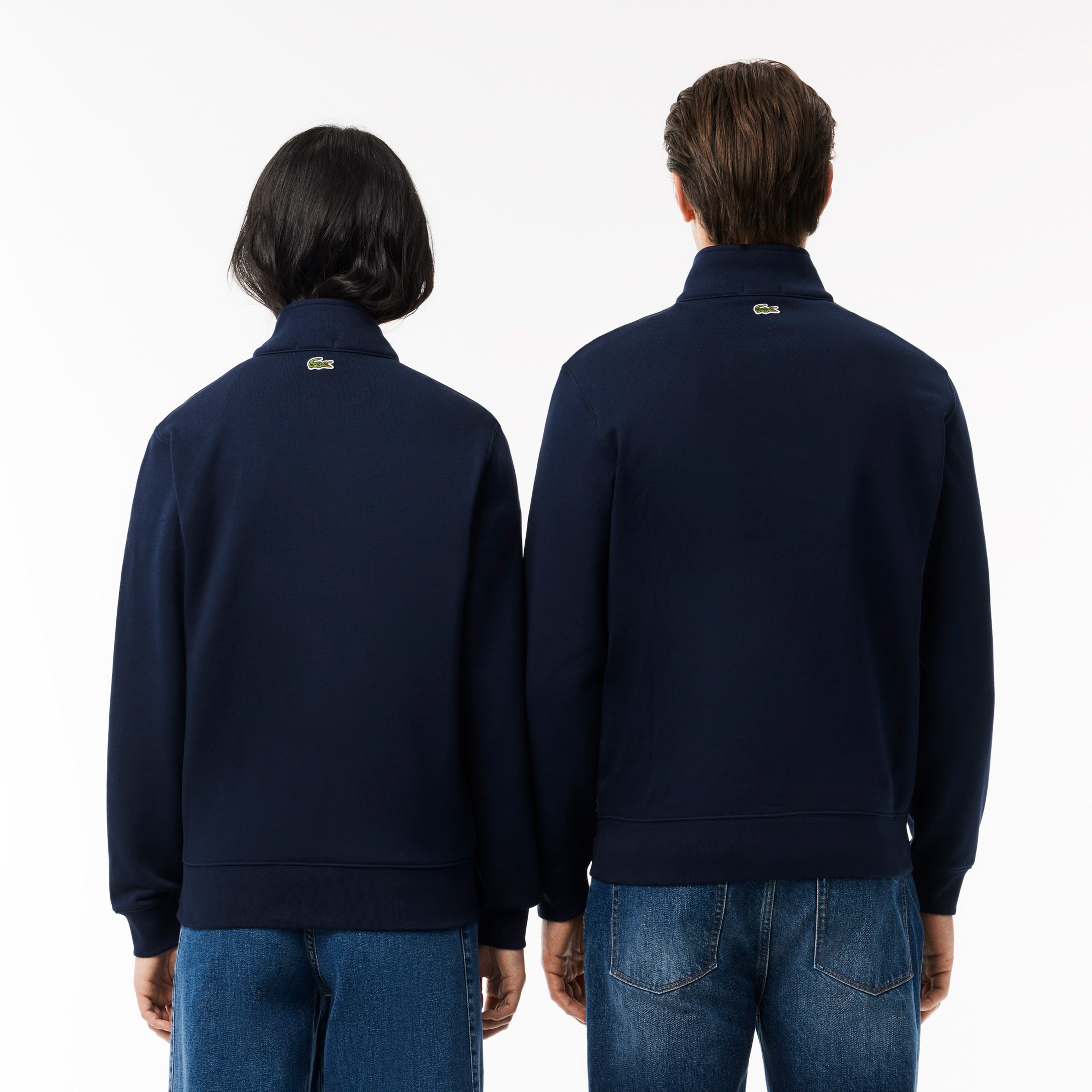 High Neck Zip-Up Print Sweatshirt