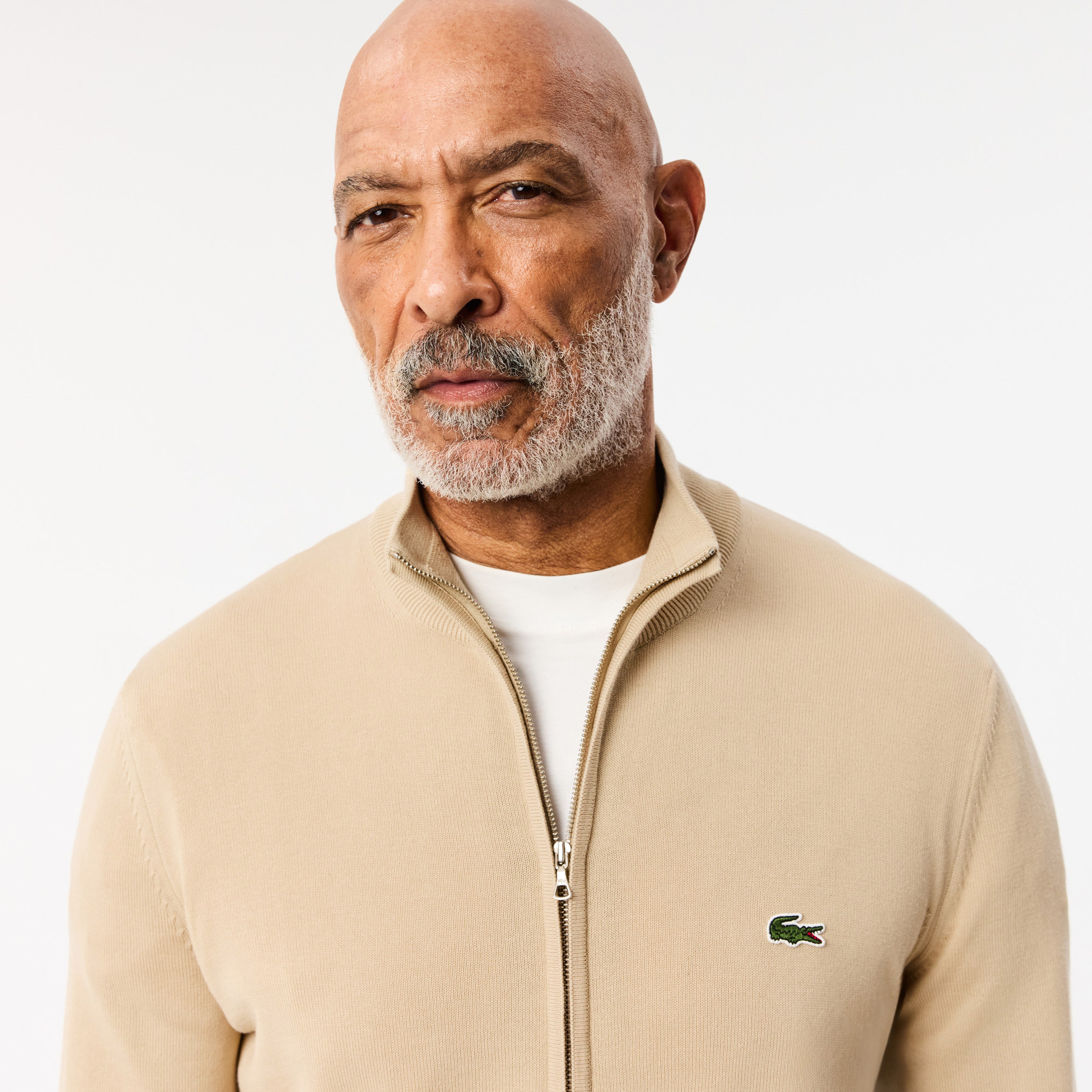 Monochrome High Neck Zipped Cotton Sweater