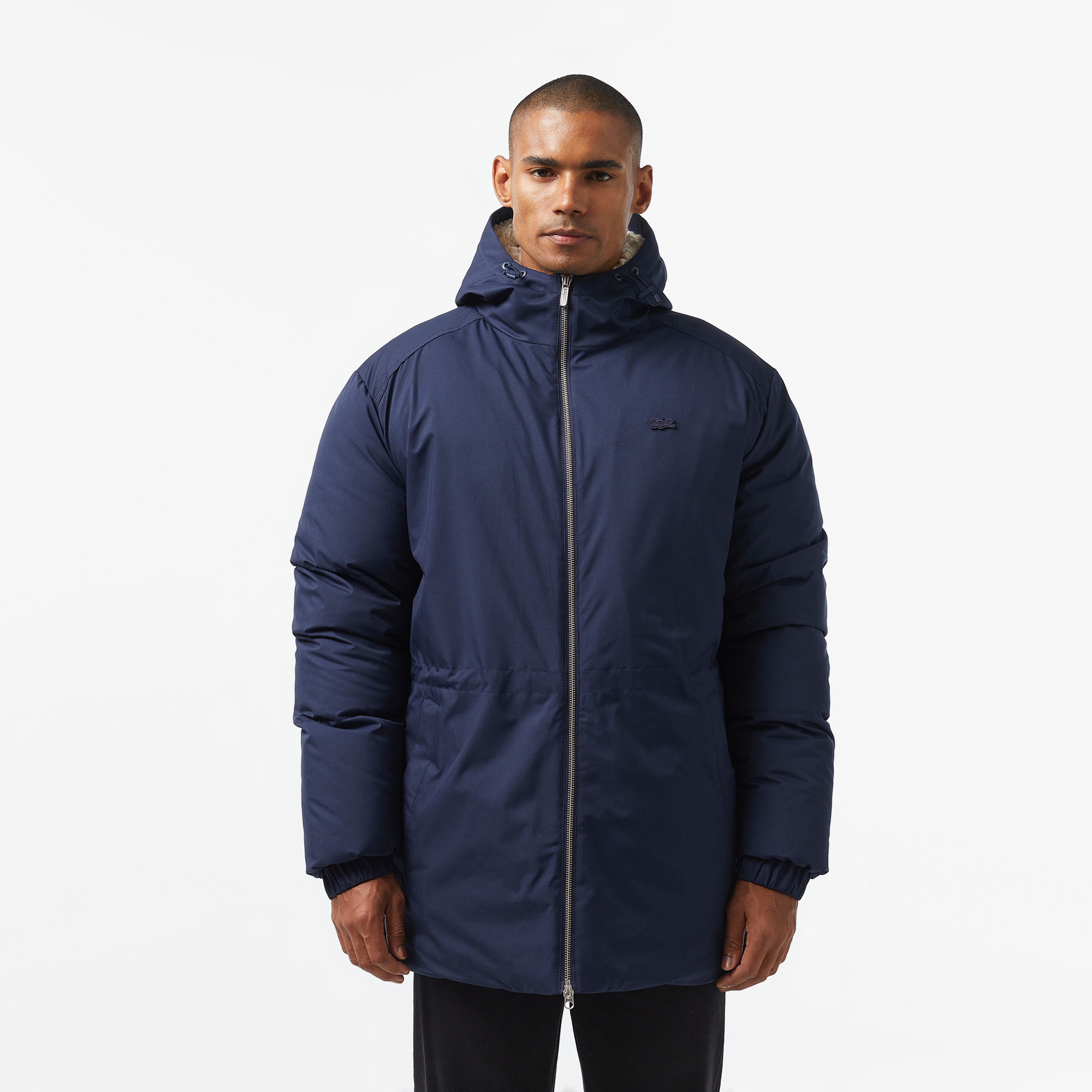 Lacoste Kapüşonlu Erkek Lacivert Mont