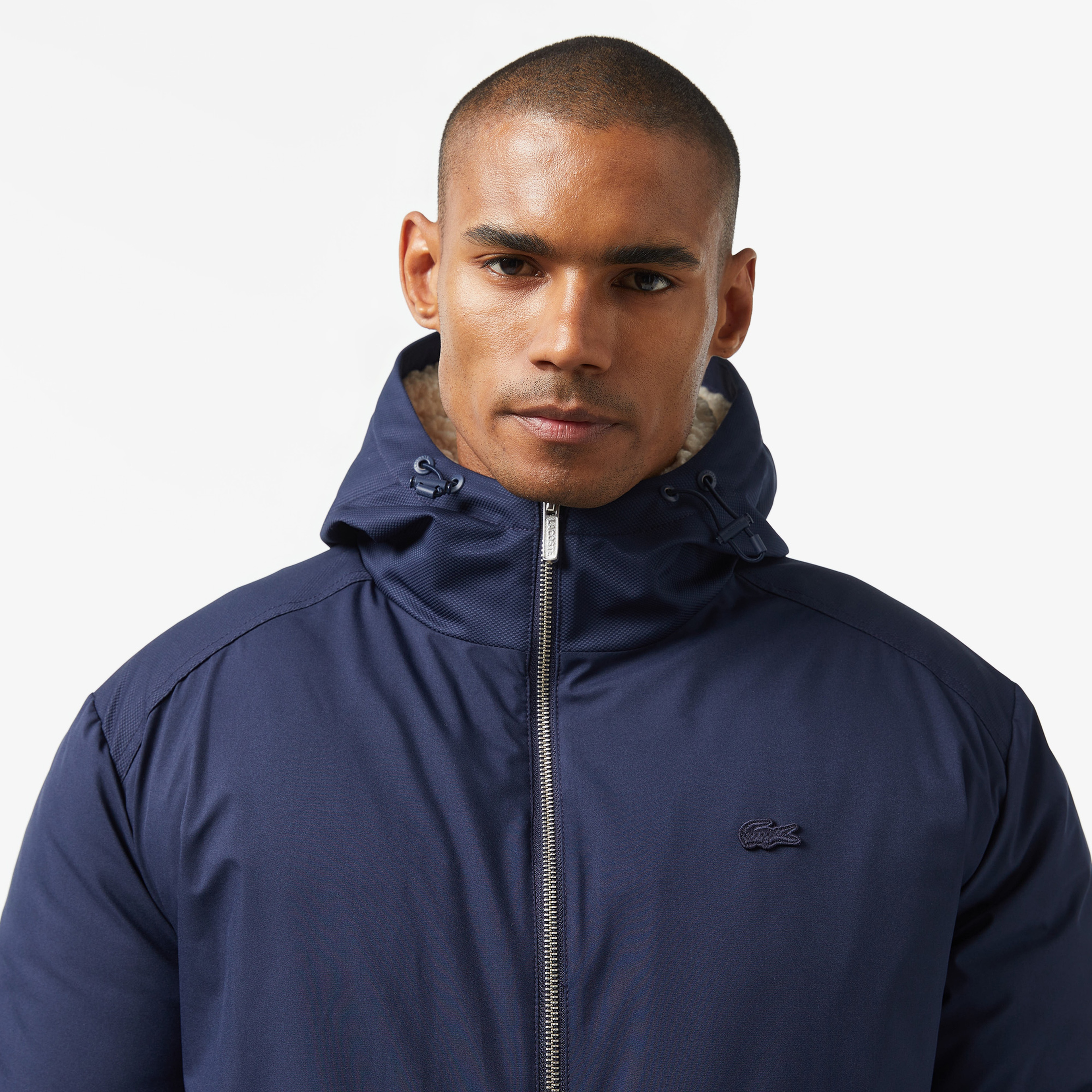Lacoste Kapüşonlu Erkek Lacivert Mont