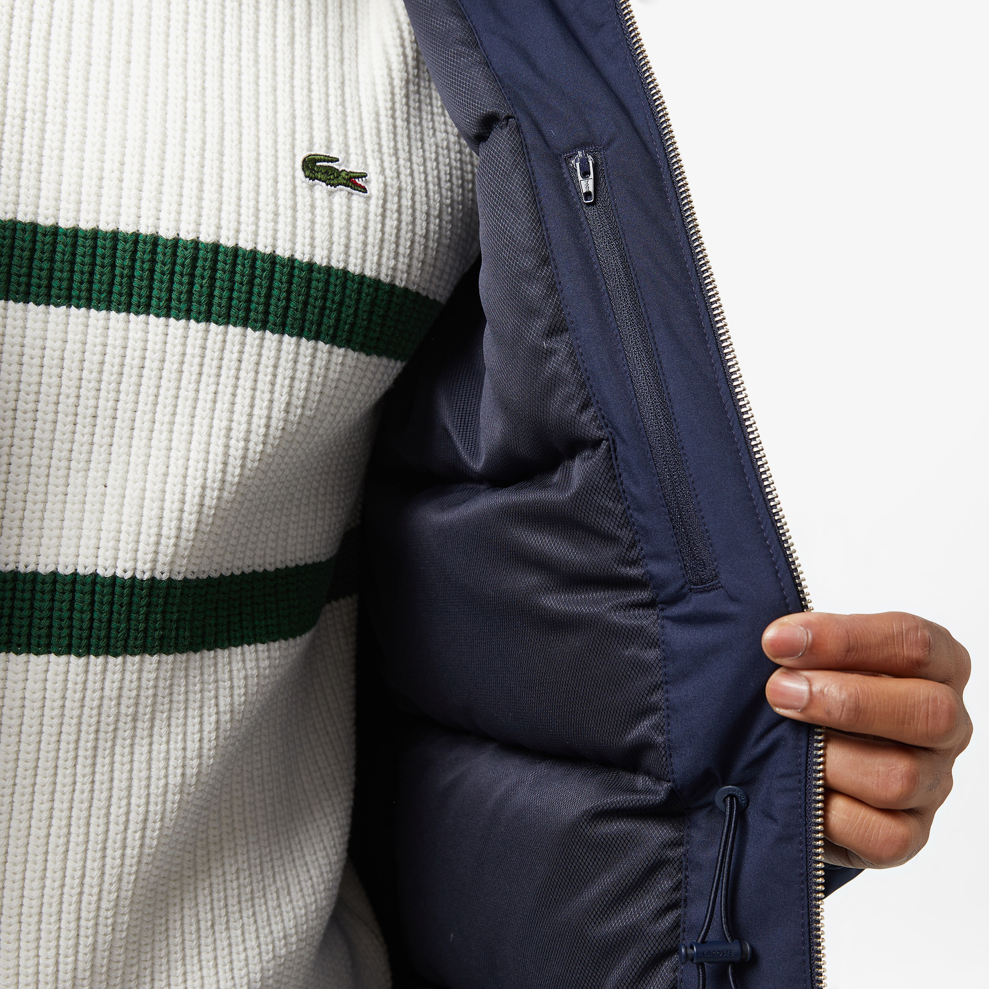 Lacoste Kapüşonlu Erkek Lacivert Mont