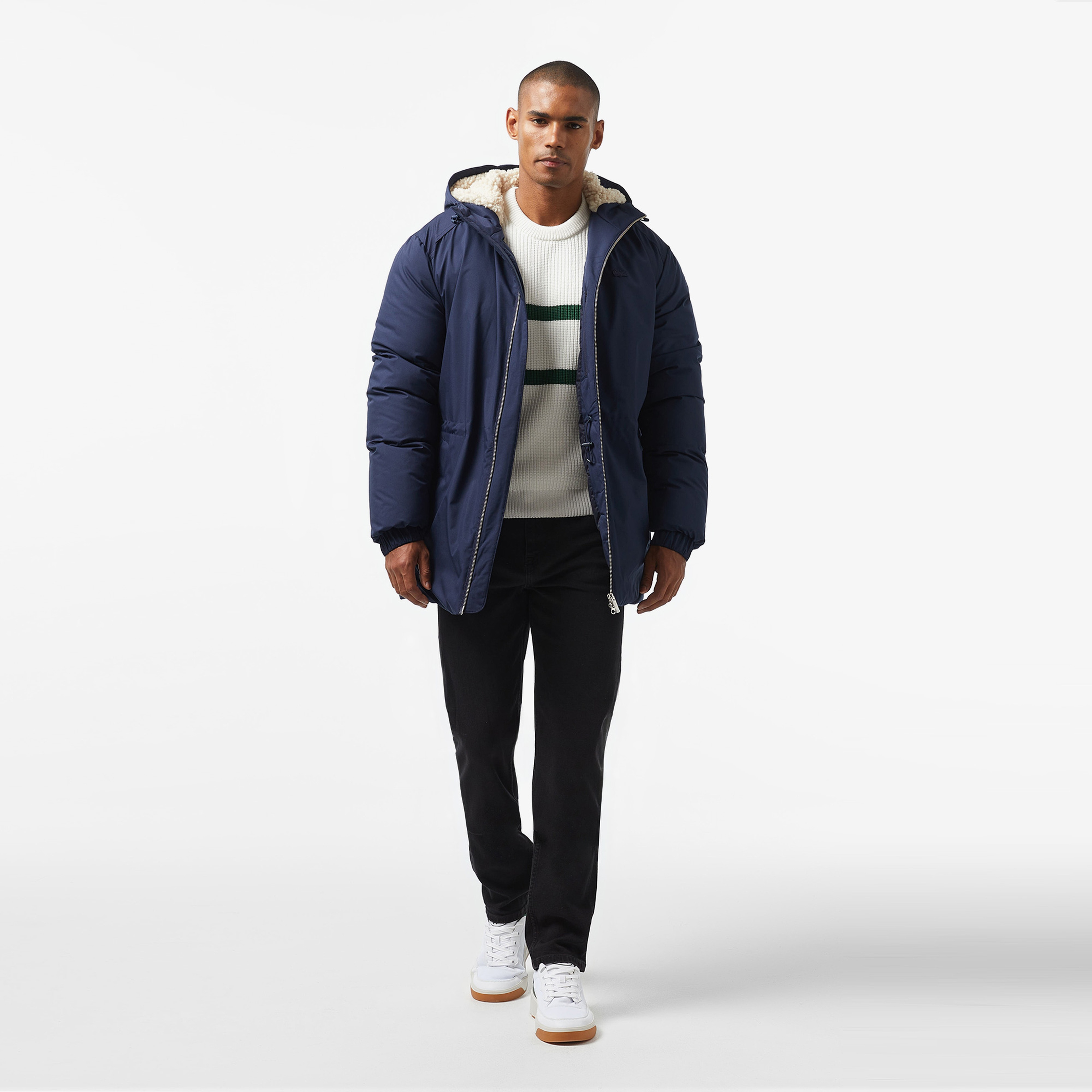 Lacoste Kapüşonlu Erkek Lacivert Mont