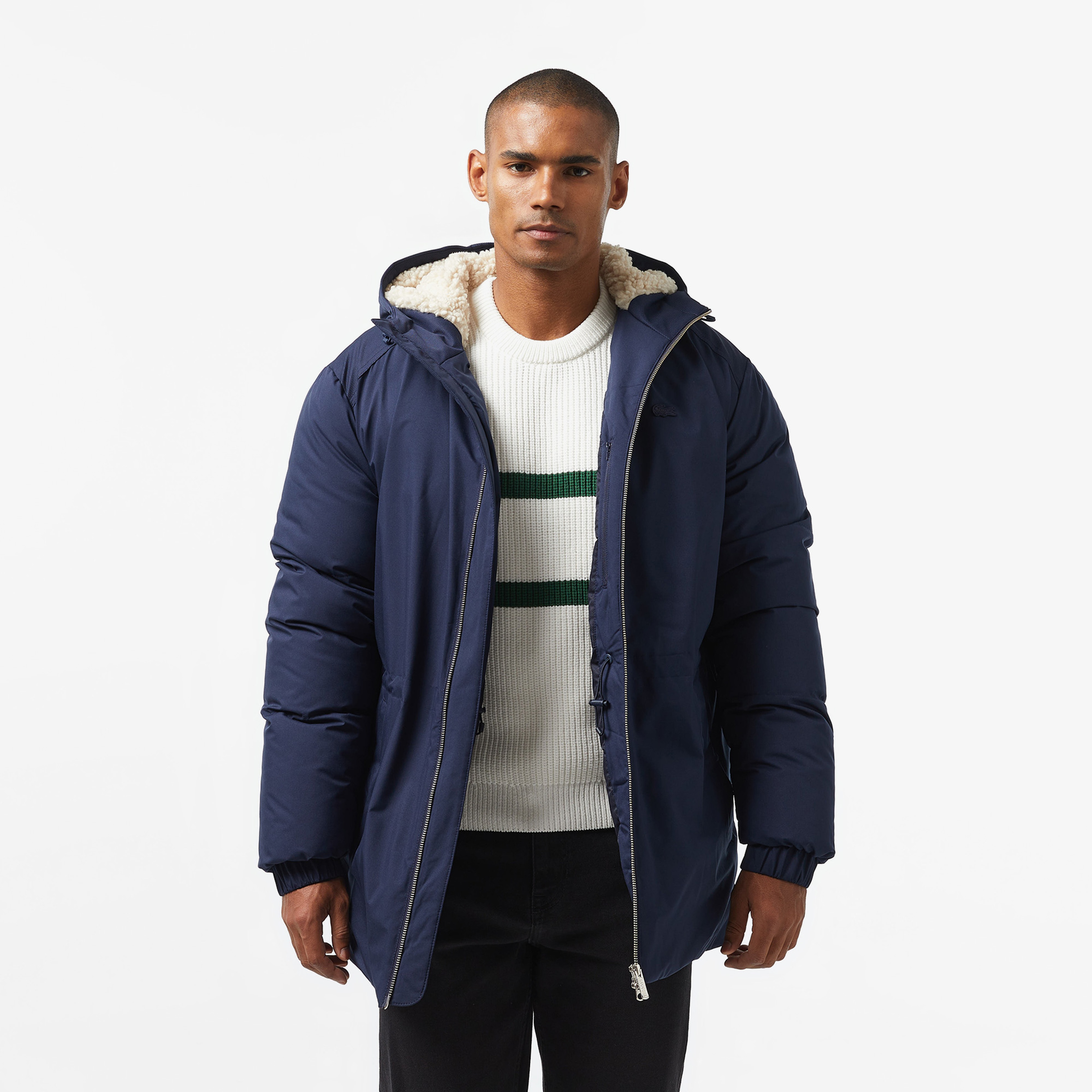 Lacoste Kapüşonlu Erkek Lacivert Mont