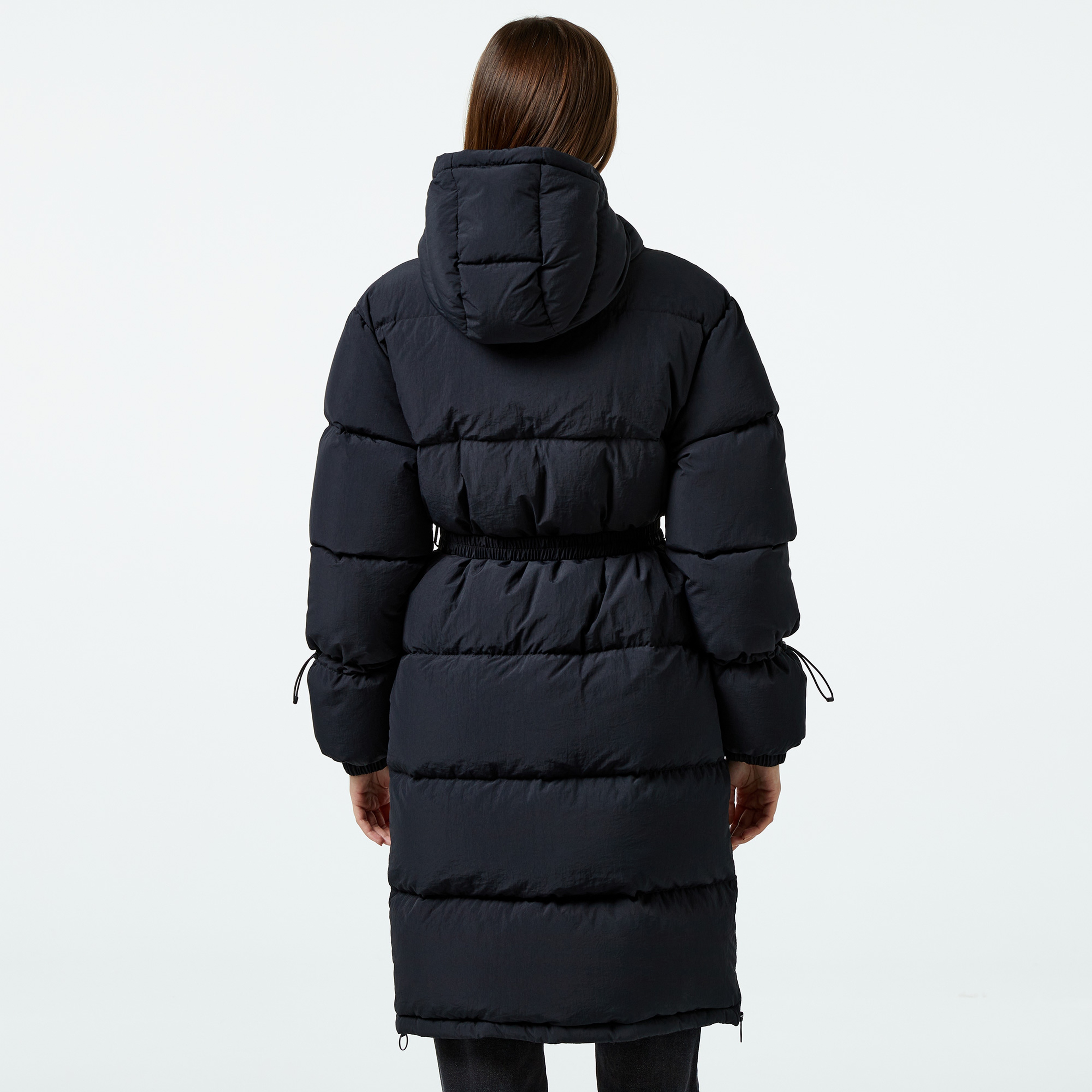 Kadın Kapüşonlu Siyah Mont