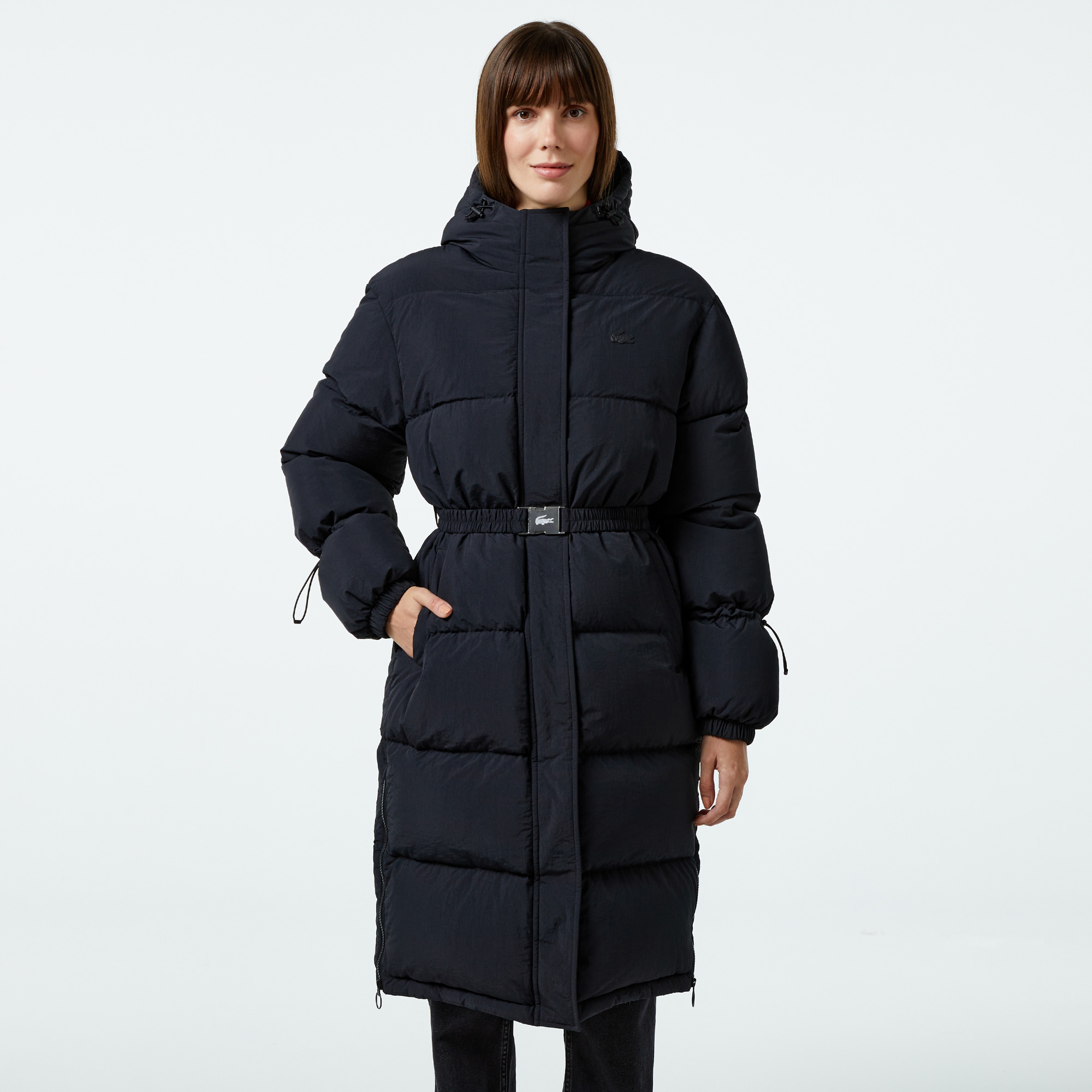 Kadın Kapüşonlu Siyah Mont