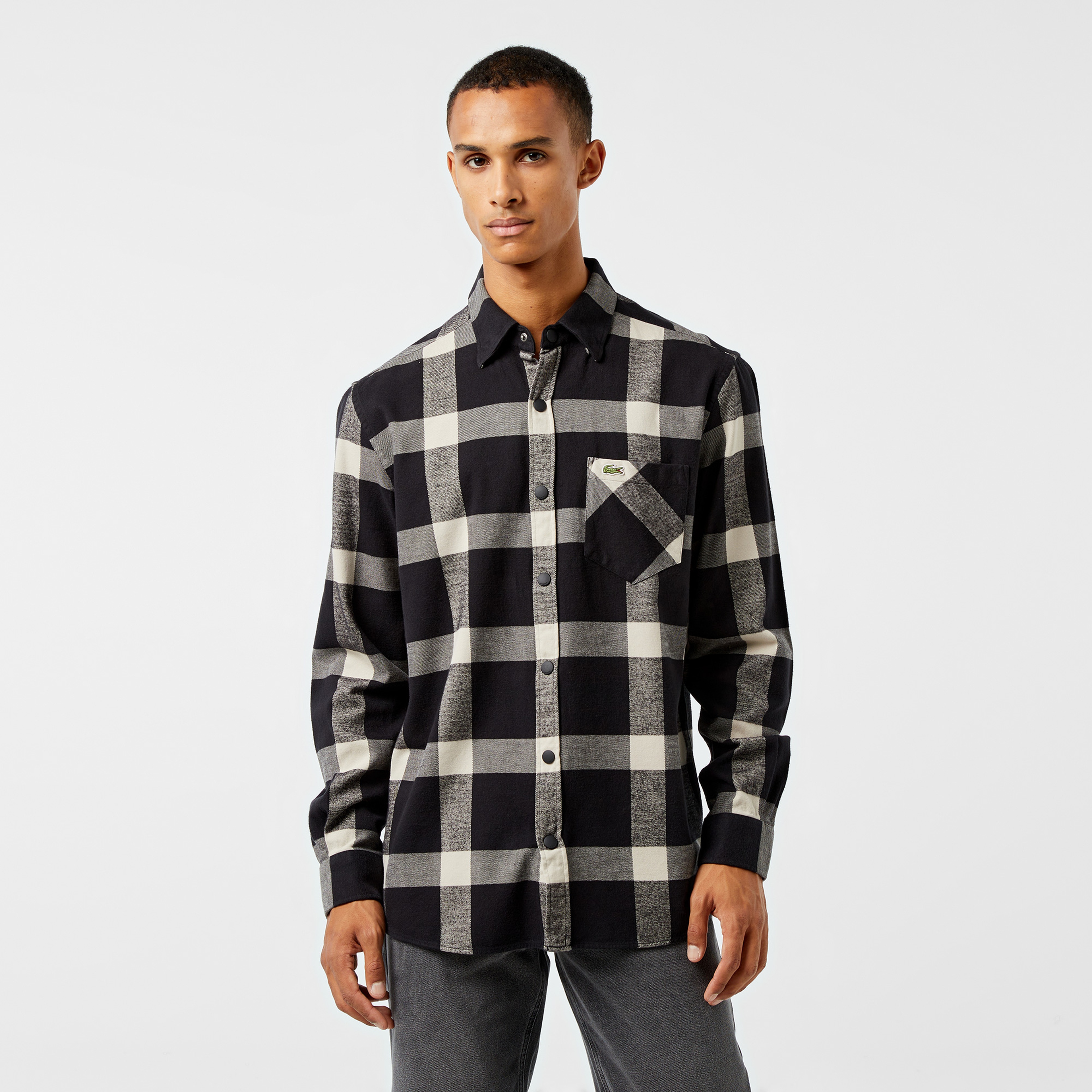 Lacoste Erkek Regular Fit Ekose Siyah Gömlek