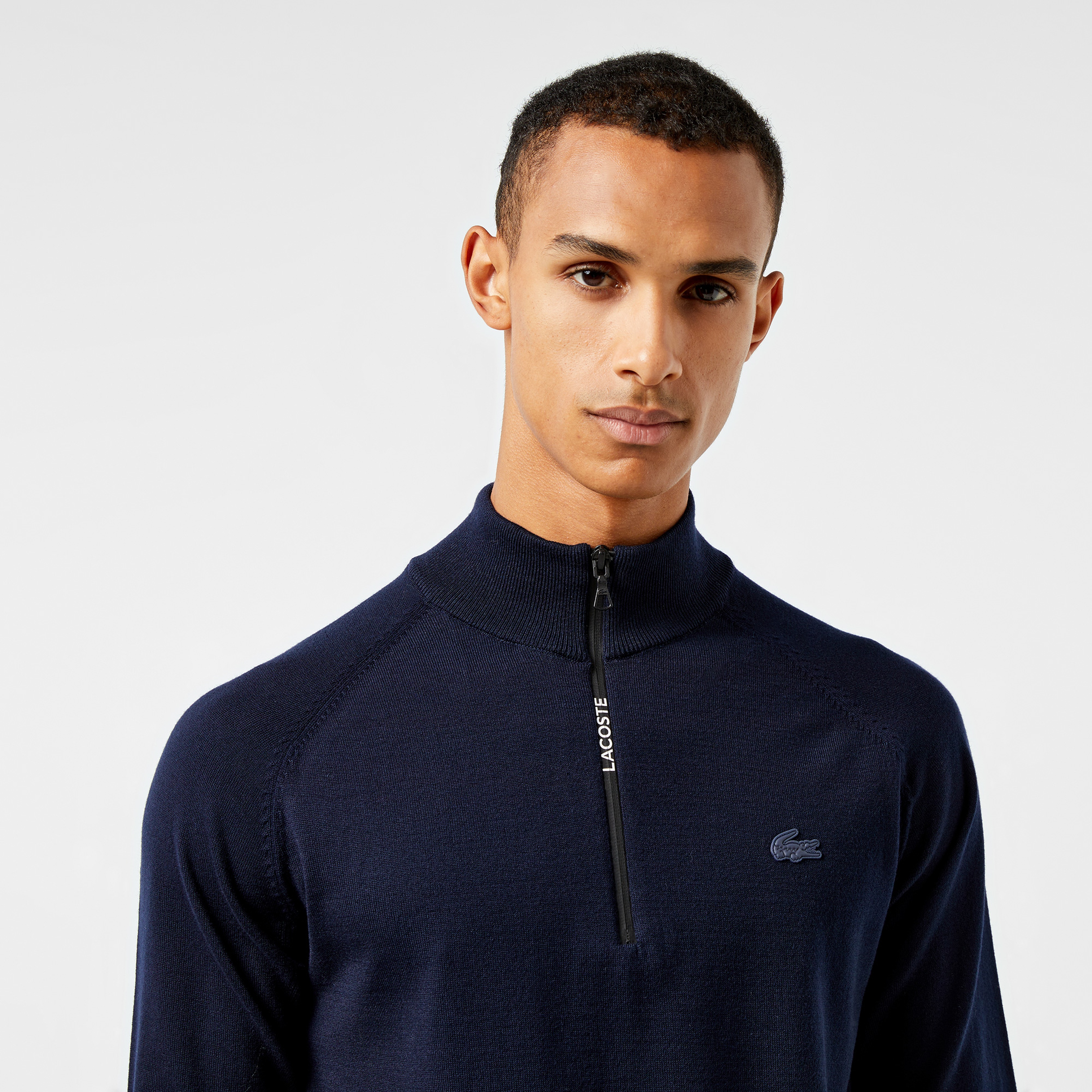 Erkek Regular Fit Yarım Fermuarlı Lacivert Triko