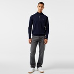 Erkek Regular Fit Yarım Fermuarlı Lacivert Triko